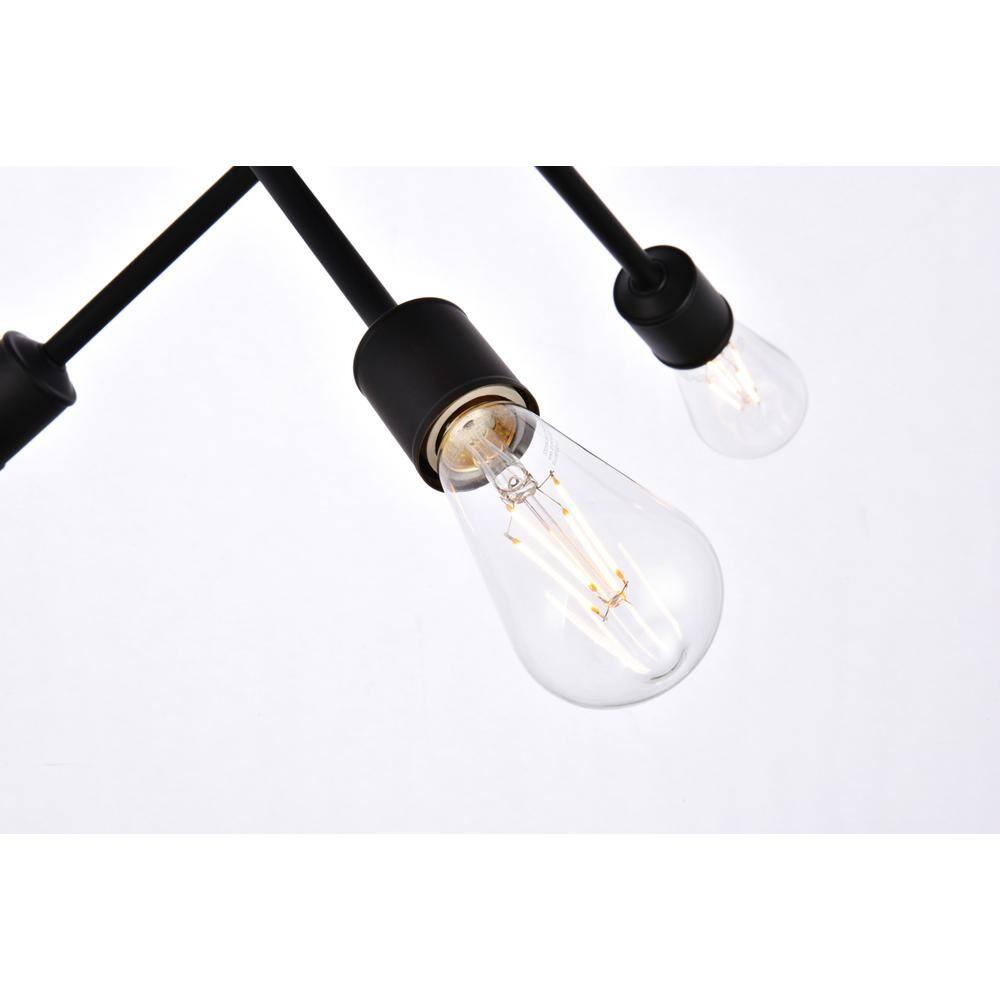 Alt View 2. Living District - Axel 6 lights black flushmount - Black.