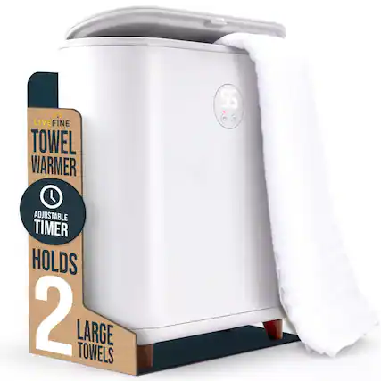 LIVEFINE TOWEL WARMER ADJUSTABLE TIMER HOLDS 2 LARGE TOWELS 55
