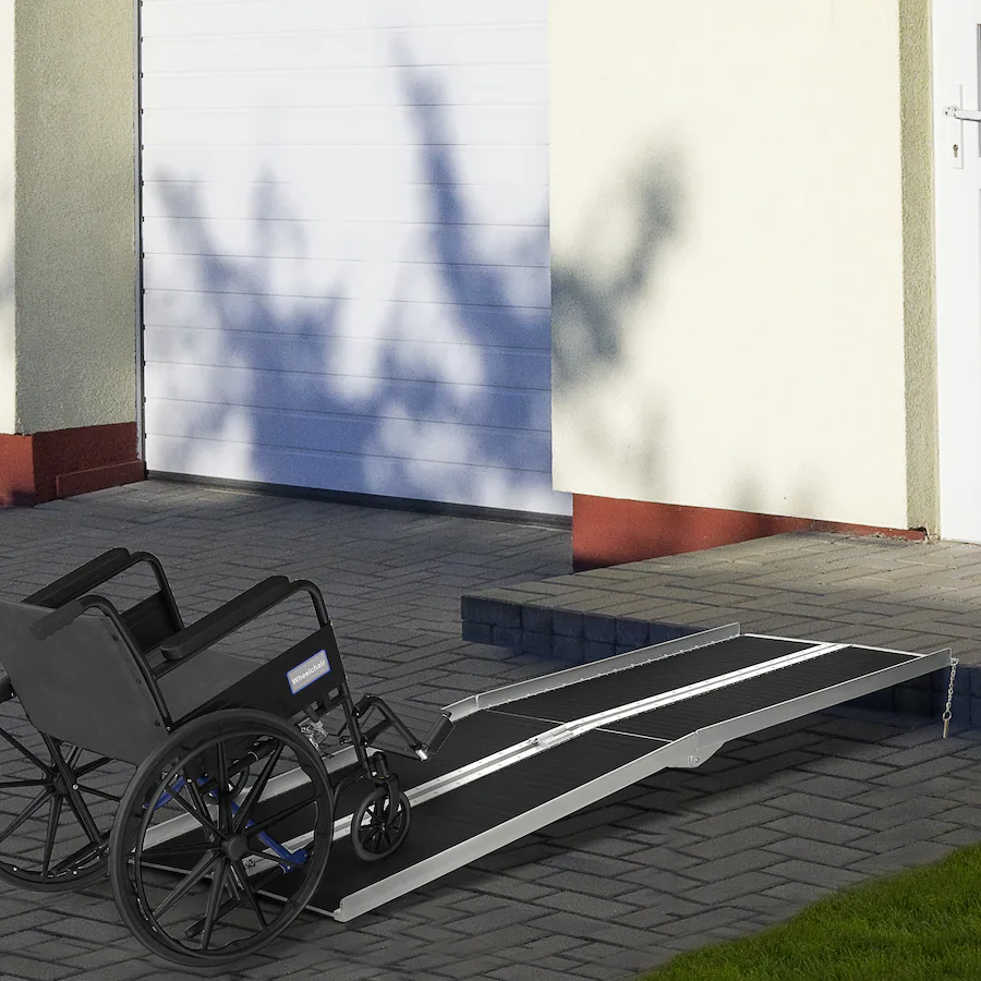 Homcom 8' Skidproof Portable Wheelchair Ramp for Home, Steps, Doorways ...