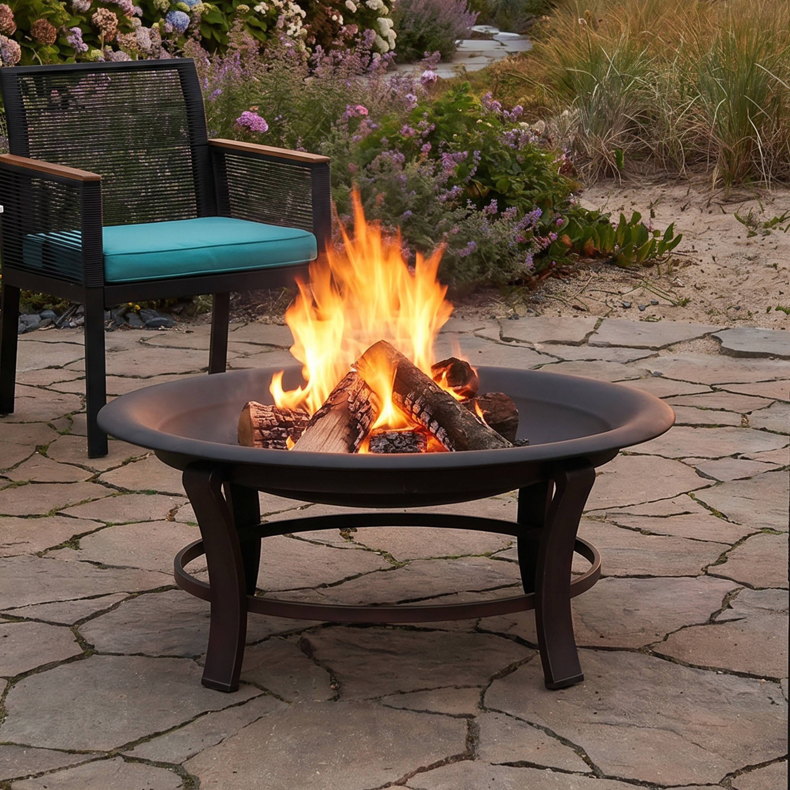 Alt View 1. Sunnydaze - 39 in Classic Elegance Steel Replacement Fire Pit Bowl - Black.