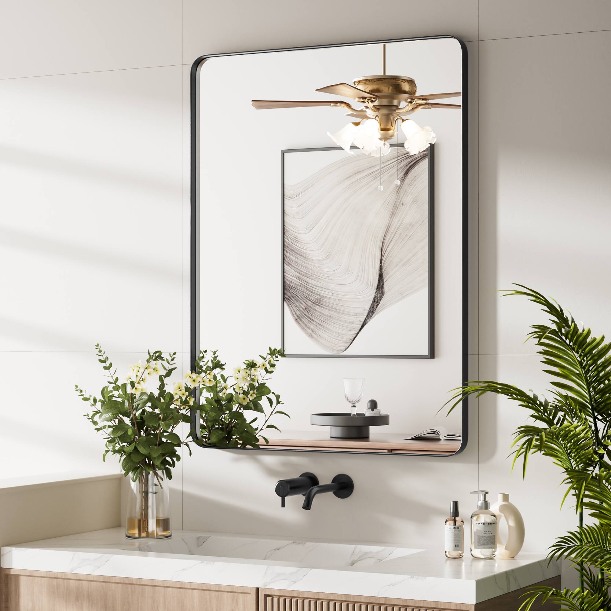 Alt View 1. PAIHOME - Black Metal Framed Bathroom Mirror for Wall, Vanity Mirror for Modern Decorative - 22" x 30".