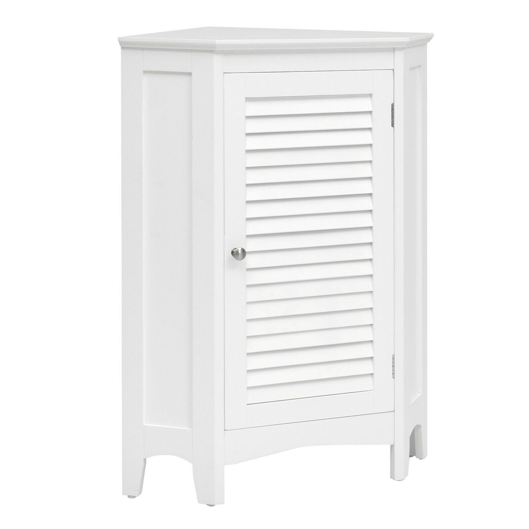 Alt View 4. Gymax - Gymax Corner Storage Cabinet Free Standing Bathroom Cabinet w/ Shutter Door - White.