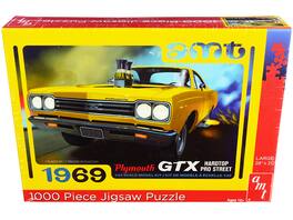 Jigsaw Puzzle 1969 Plymouth GTX Hardtop Pro Street MODEL BOX PUZZLE (1000 piece) by AMT - Yellow