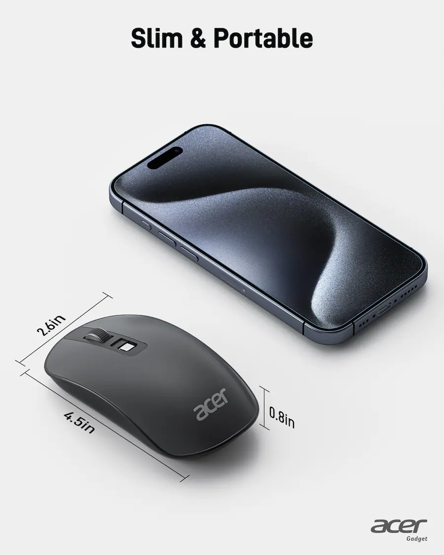2 Inche Mouse Acer Computer Mouse Wireless, 2.4G Slim USB Wireless Mice with USB ...