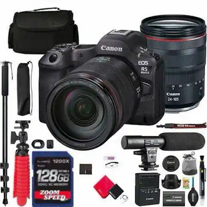 Canon EOS R5 Mark LENS CANON 24-105 5 GOS RS O. 1200X 128GB GB ZOOM SPEED