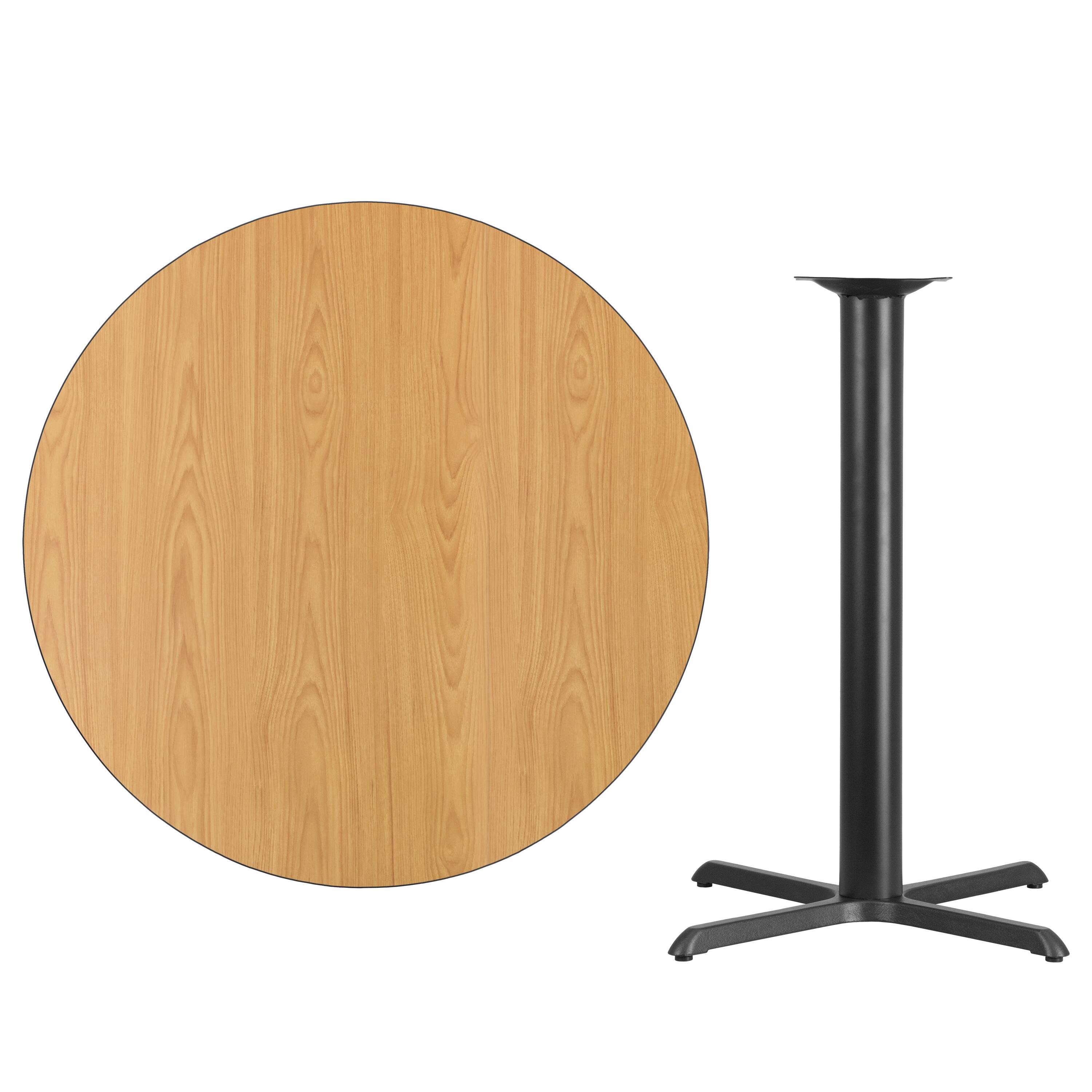 Alt View 2. Emma + Oliver - 42" Round Laminate Table Top with 33"x33" Bar Height Table Base - Natural.