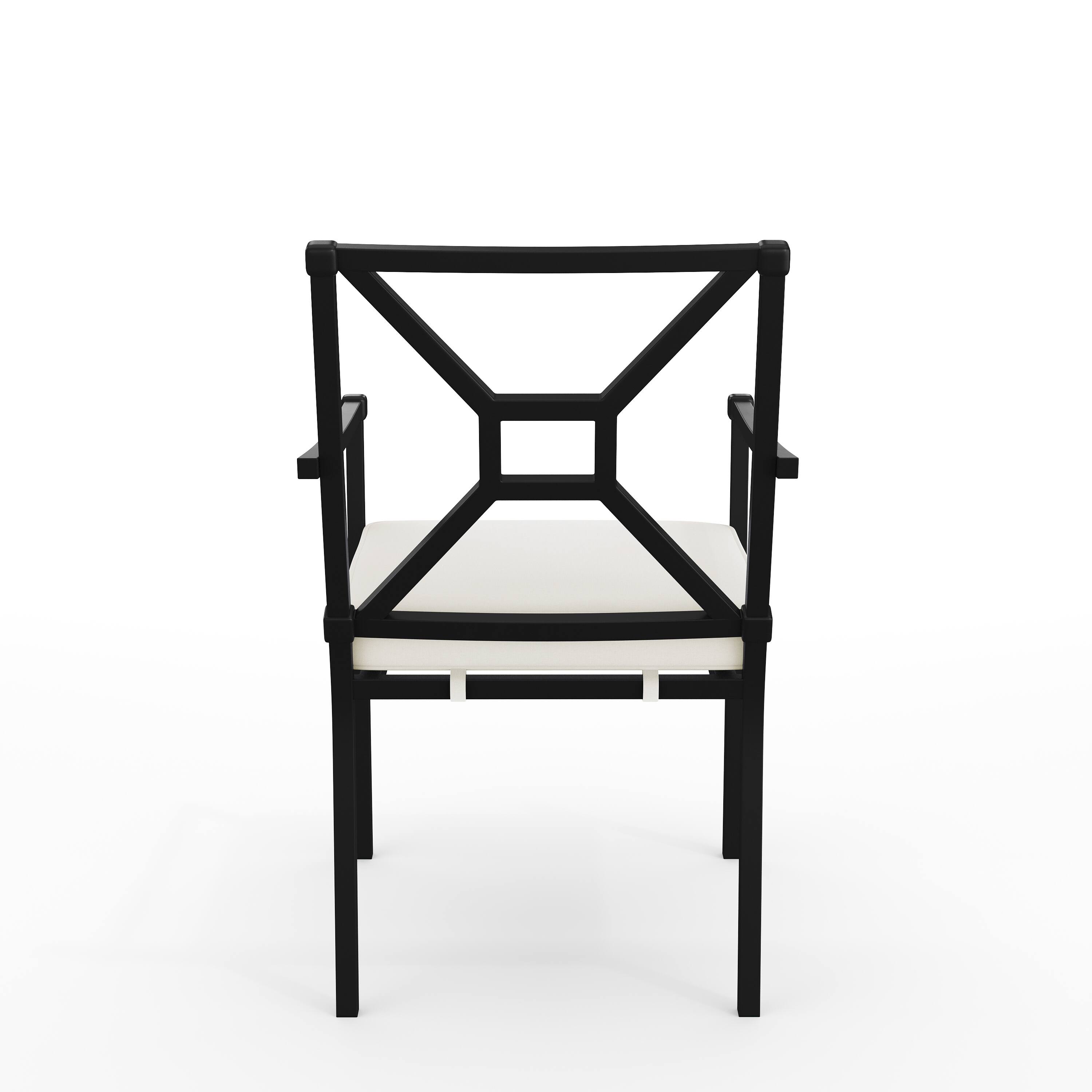 Alt View 8. Martha Stewart - Lily Pond All-Weather Steel Frame Stackable Patio Armchair with Cushion - Cream Cushions/Black Frame.