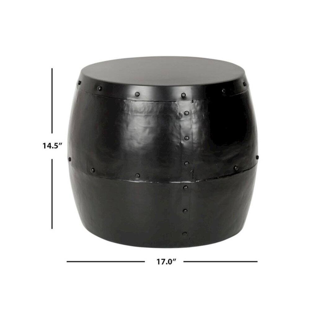 Safavieh - Home Collection Hogan Silver Iron Drum Stool - Black