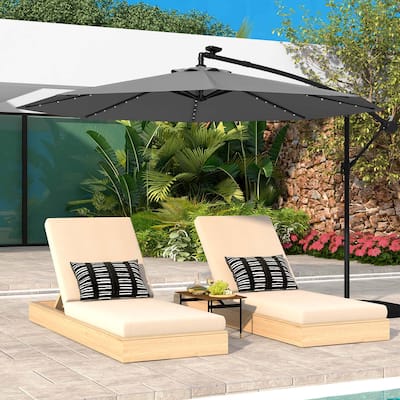リール umbrella Costway 10 Ft Patio Solar LED 40 Lights Offset Umbrella
