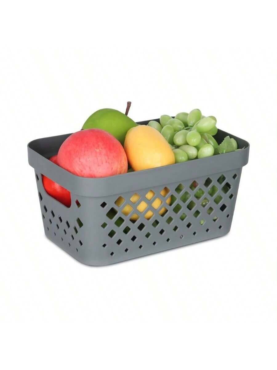 Alt View 4. Live At Space - Plastic Baskets Organizing, Set of 6 Pantry Storage Under Counter, Linen Closet, and Bathroom Nesting Shelf Bins with - Grey + 1 gallon.