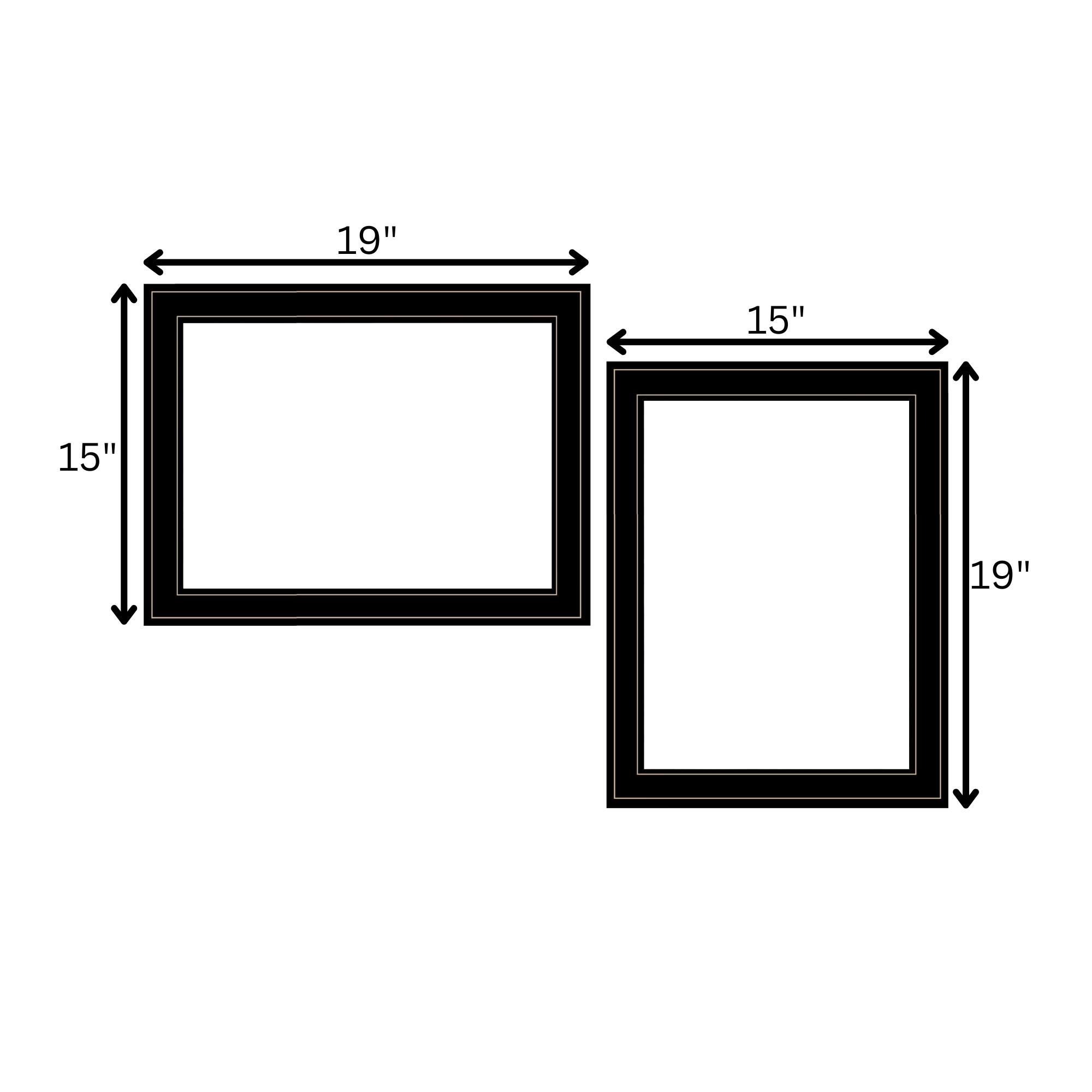 19" x 15" and 15" x 19"