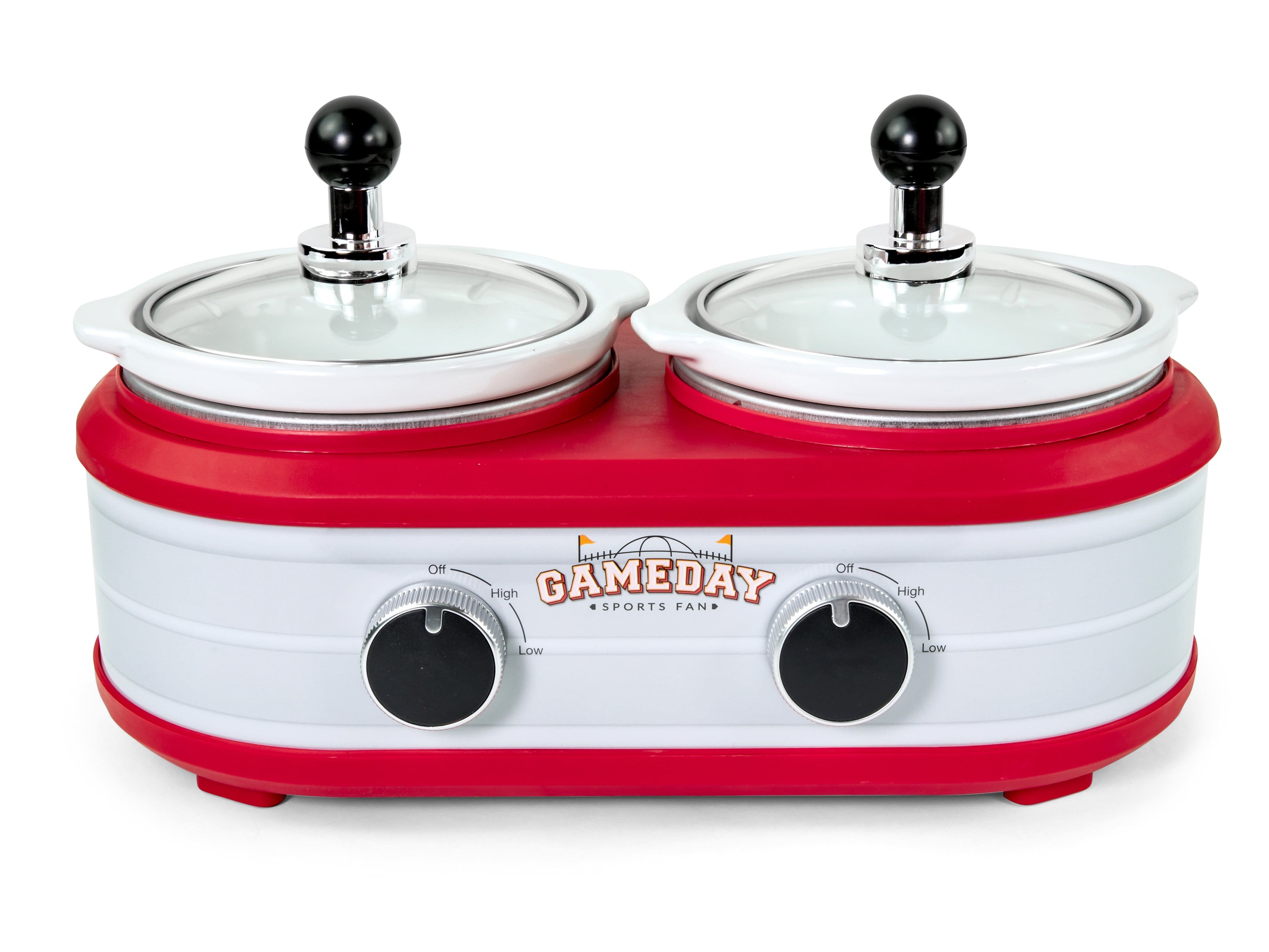 Game Day - 1.25-qt. Two-Section Slow Cooker - White, Red