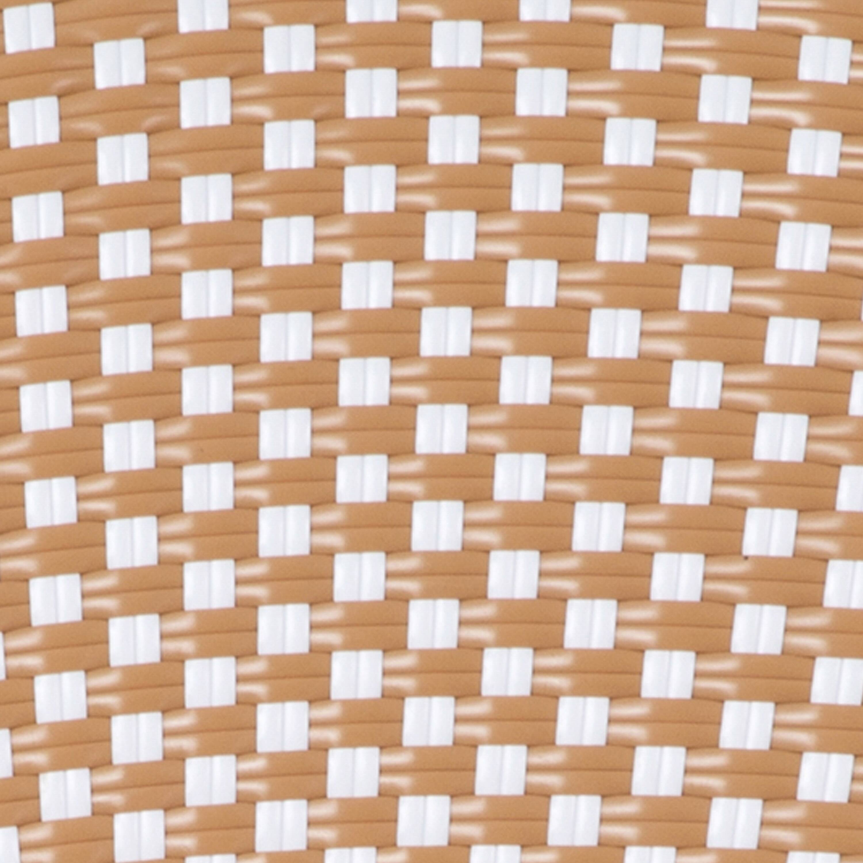 Alt View 10. Emma + Oliver - Colmar Indoor/Outdoor Bistro Style 31.5 in. Table with PE Rattan, Glass Top, and Two Chairs - Metal  Frame - Natural & White Rattan/Light Natural Frame.