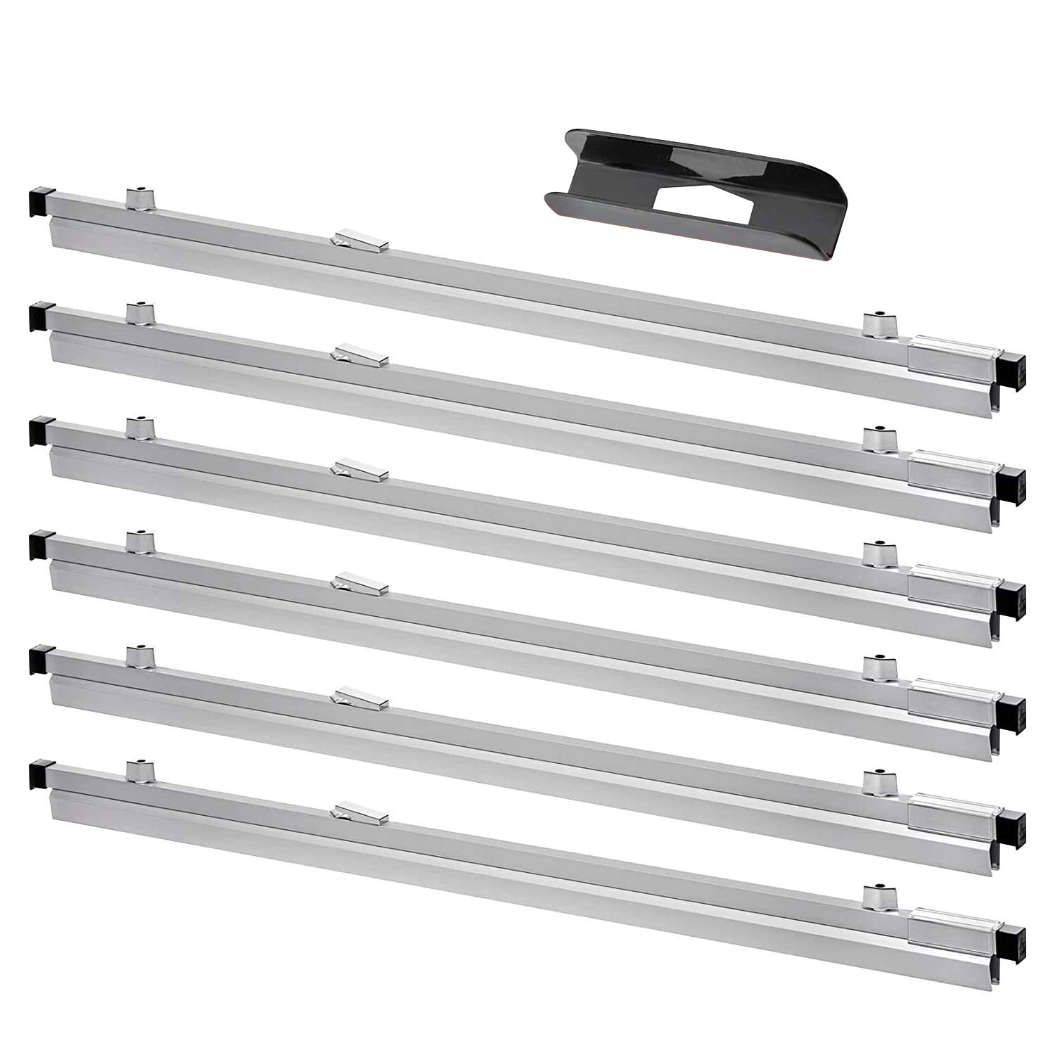 Front. AdirOffice - 30" Aluminum Blueprint File Clamp Hanging Clamps, 6/Pack - Gray.