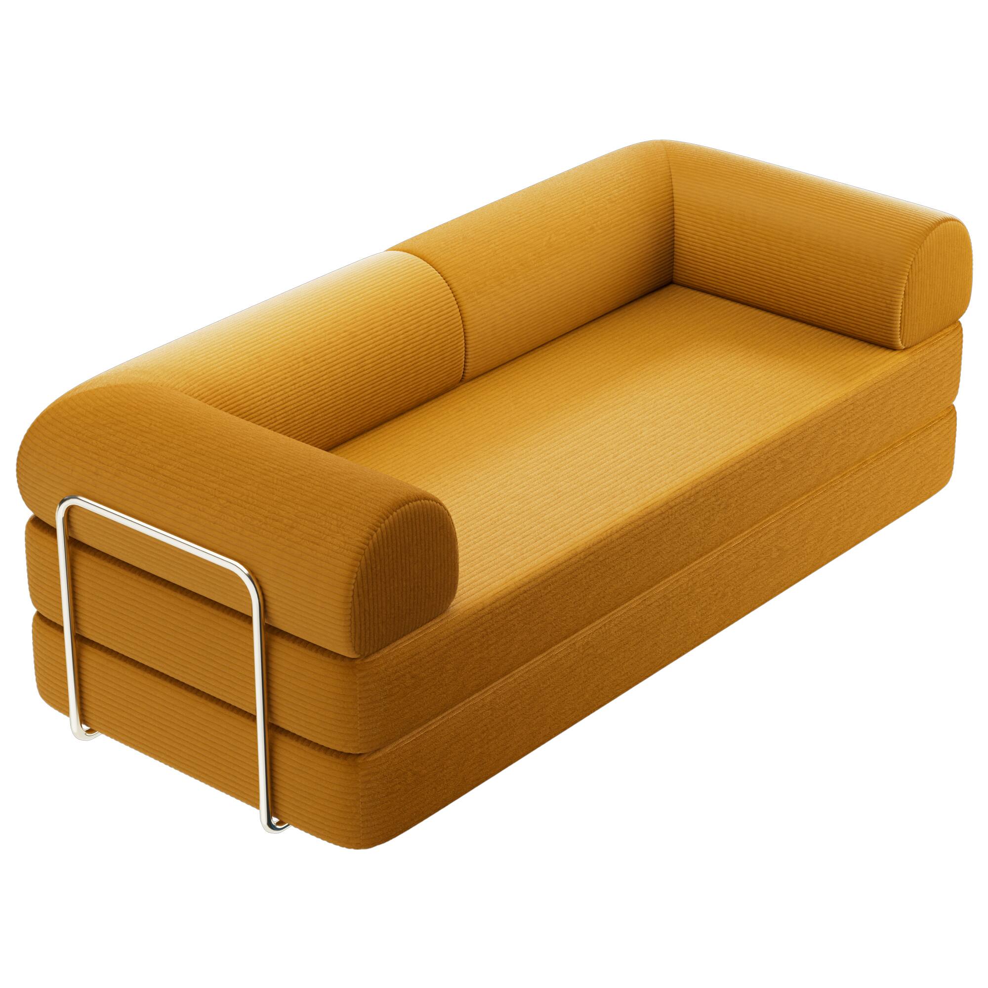 Alt View 1. Vaczon - 79" Modular Convertible Sofa Bed with High-Density Foam and Corduroy Upholstery with Lumbar Pillow Included - Ginger.