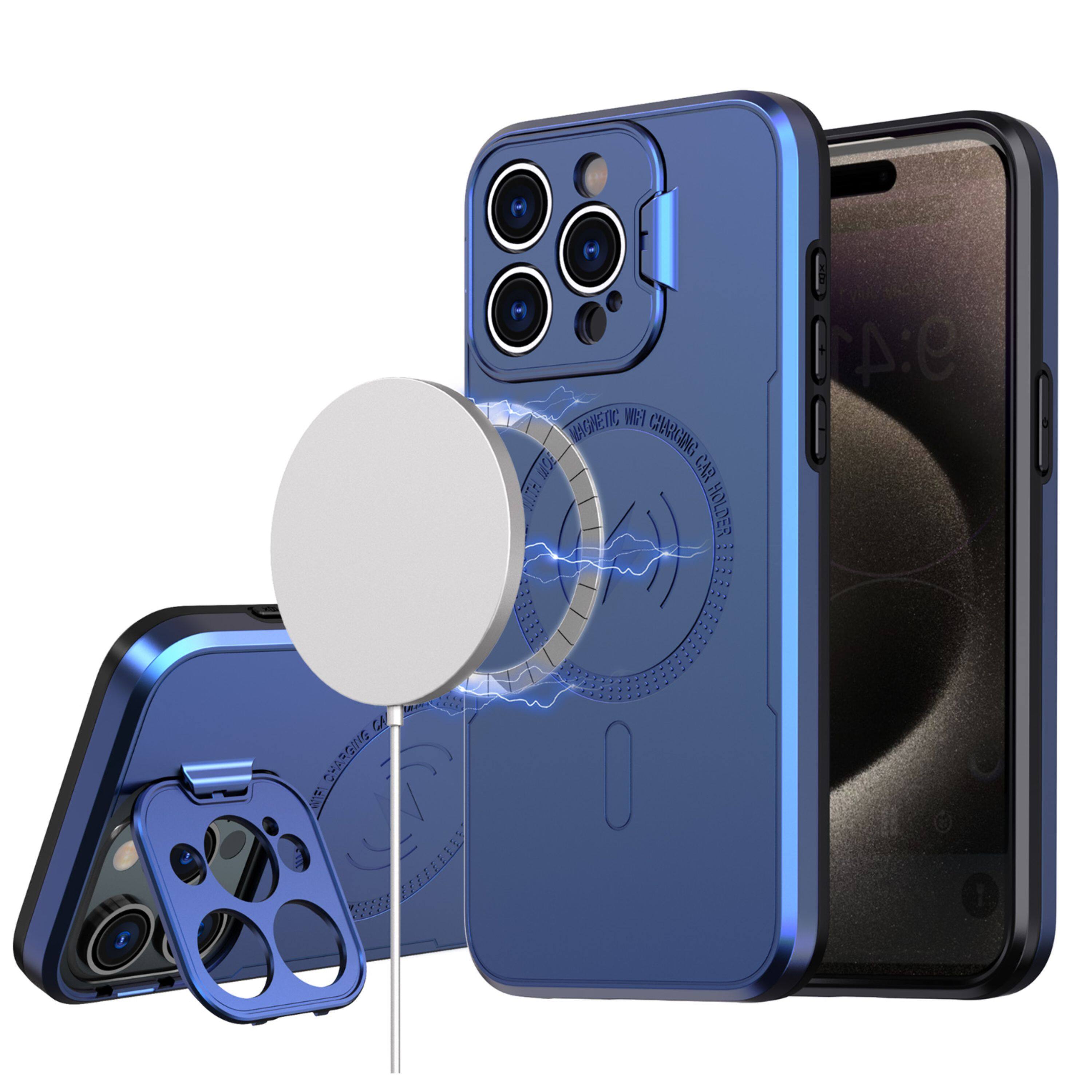 Kitcheniva - Magnetic Circle Lens Cover Stand Phone Case With Tempered Glass For iPhone 13/14 - Blue price history on PriceWatchPro