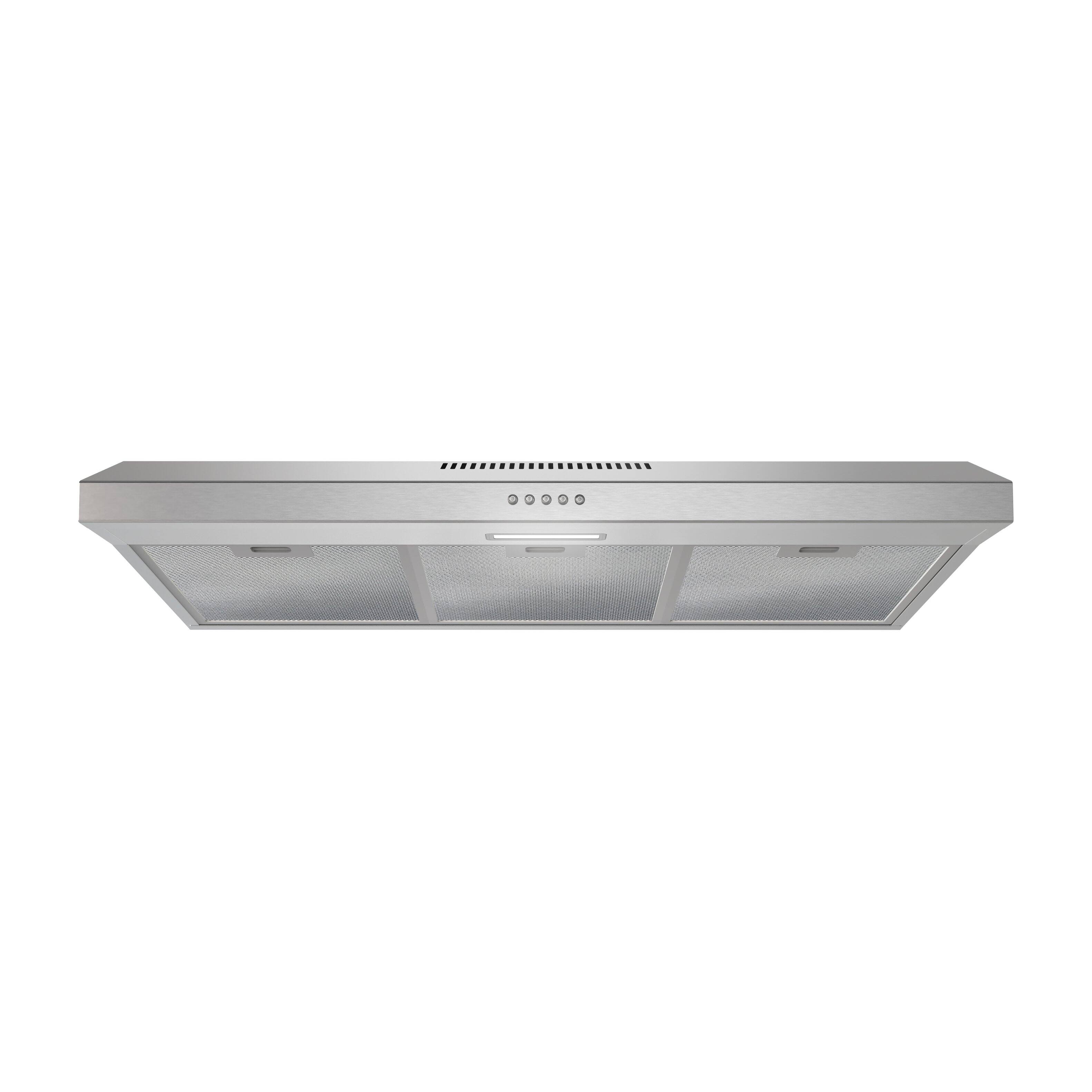 Angle. Streamline - 36 in. Arezzo Convertible Undermount 80 CFM Range Hood, Mesh Filters, Push Button Control, LED Light - Brushed Stainless Steel.