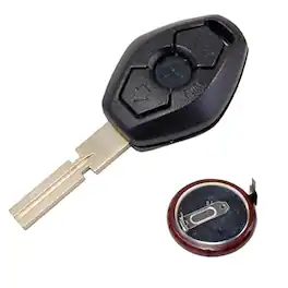 HQRP - Key Fob Shell Case with Uncut Blade and 3 V Battery for BMW 5-Series E39 E60 E61 - Black
