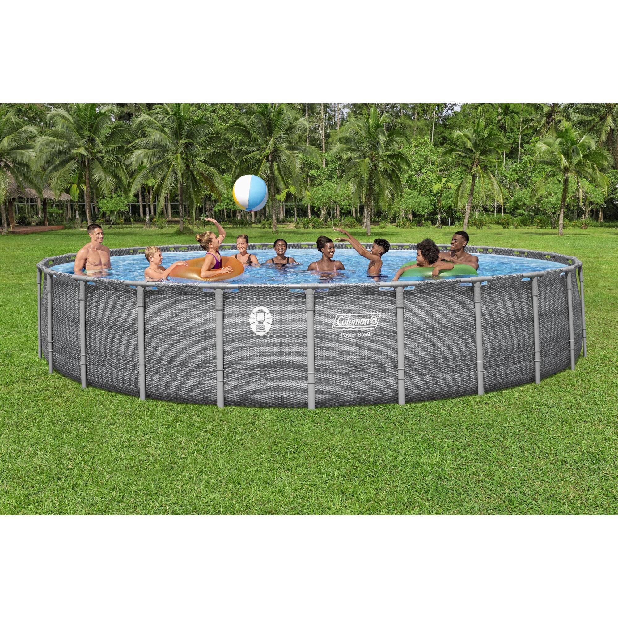 Alt View 4. Coleman - Coleman 26' x 52" Power Steel Frame Deluxe Series Above Ground Swimming Pool Set - Silver.