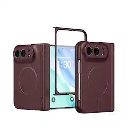 Dteck - Magnetic Full-Body Case for Apple iPhone Duo 2026 with 9H Tempered Screen Protector,Shock-absorbent Hinge Coverage - Winered