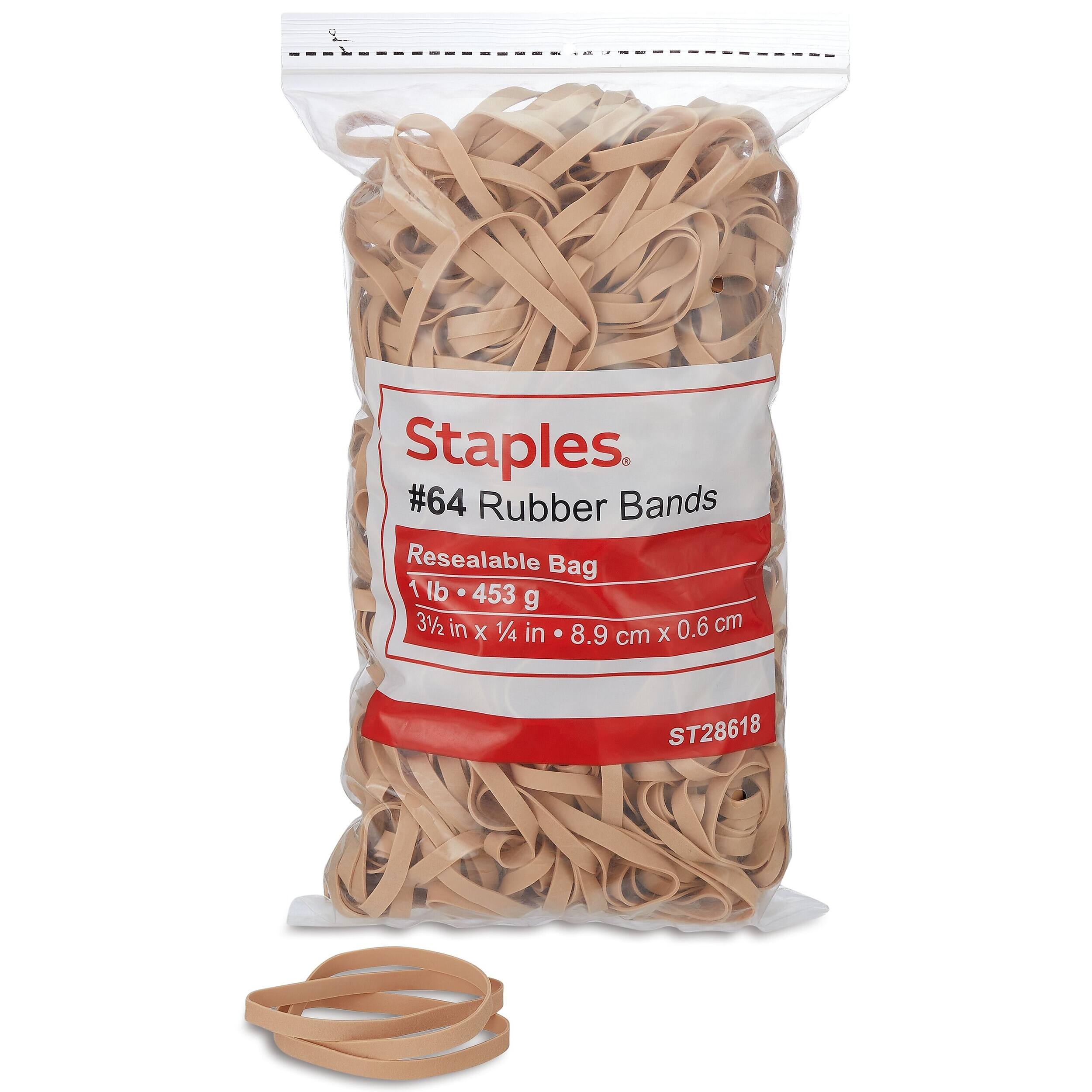 Staples #64 Rubber Bands Resealable Bag 1 lb 453 g 3 1/2 in X 1/4 in 8.9 cm X 0.6 cm  
ST28618