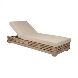 Armen Living - Vivid Outdoor Patio Chaise Lounge Chair in Light Eucalyptus Wood with Olefin Cushions - Taupe