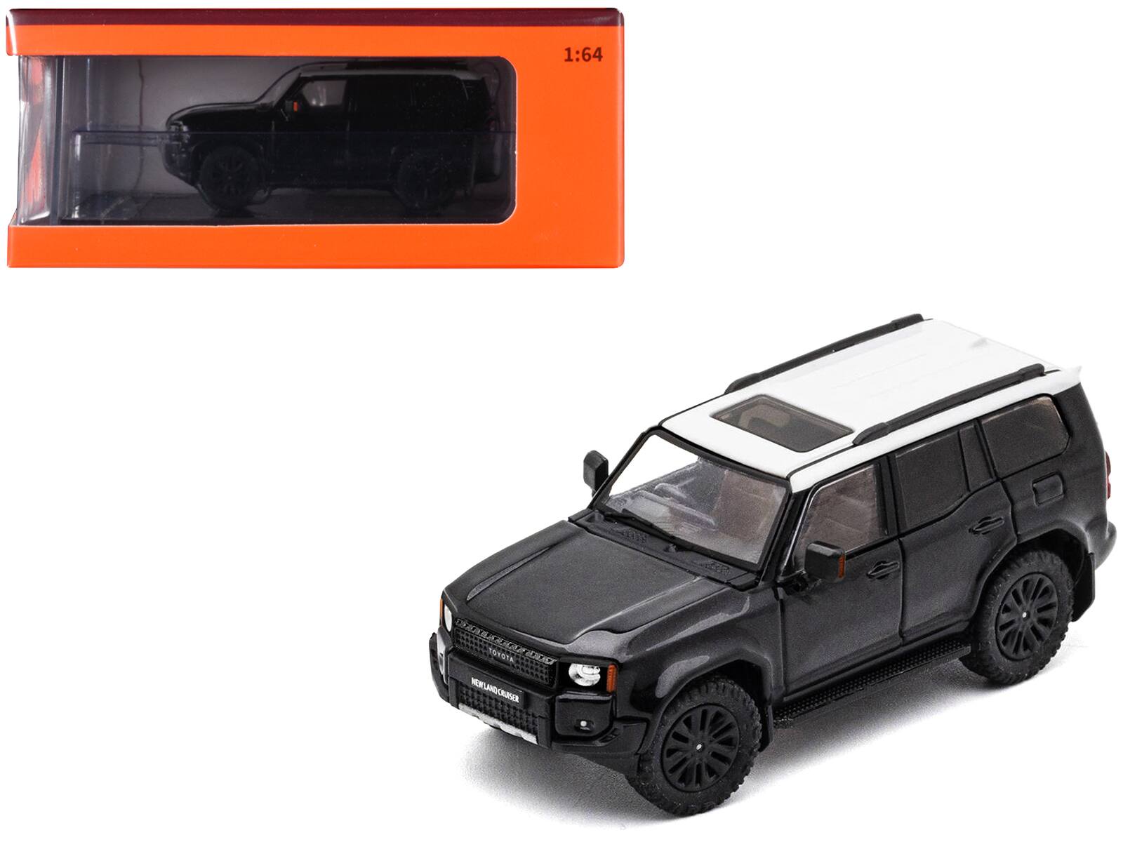 Toyota Land Cruiser Prado 250 Black with White Top 1/64 Diecast Model Car by GCD - Black and White