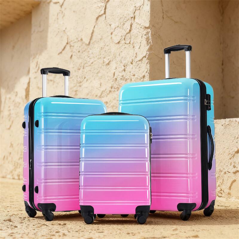 Alt View 5. HTUTWOO - Hardshell Luggage Sets 3 Piece Expandable Suitcase - PC Material, Spinner Wheels, TSA Lock, 25% Expandable, 20"/24"/28" - Blue+Red.