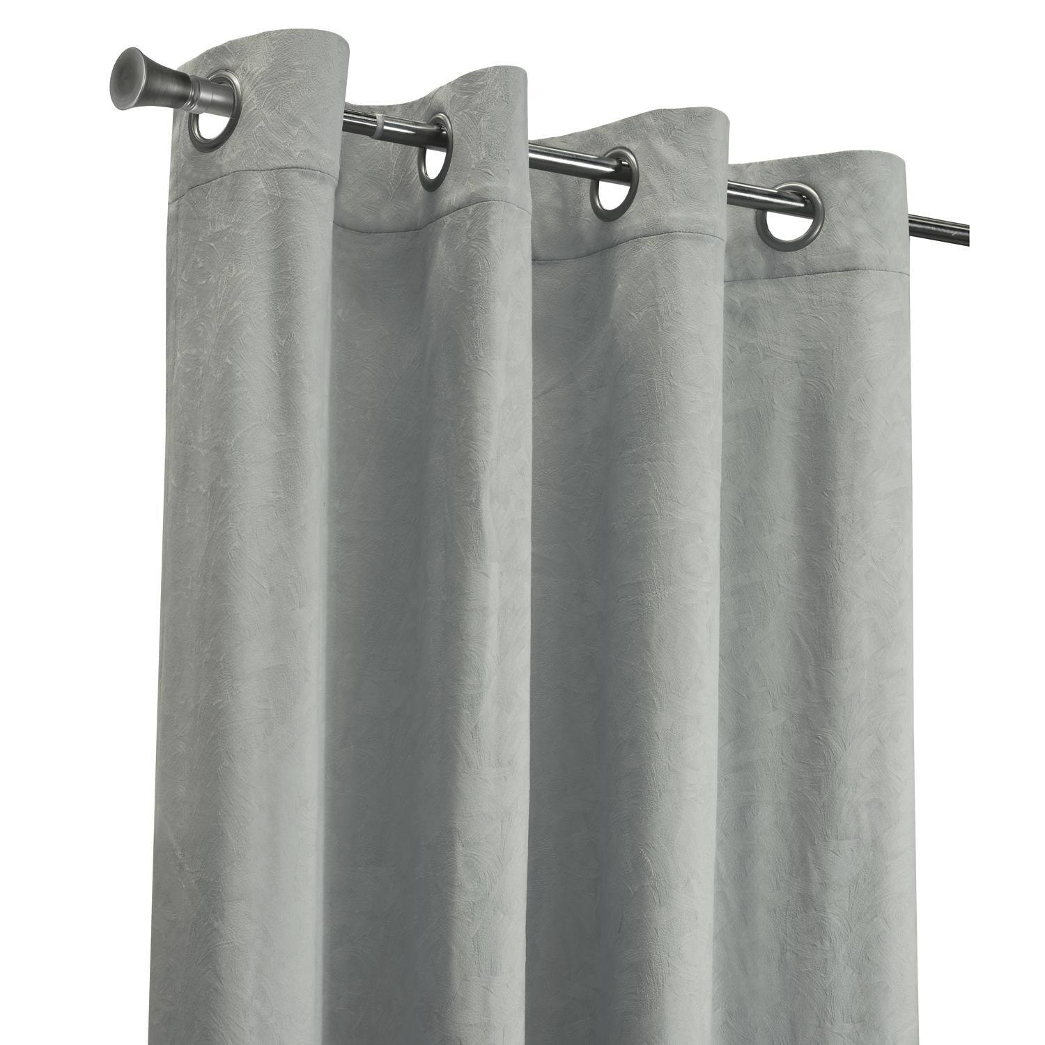 Left. Commonwealth Home Fashions - Habitat Bristol Room Darkening UV Protecion Grommet Curtain Panel for Windows 52" x 84" Grey - Grey.