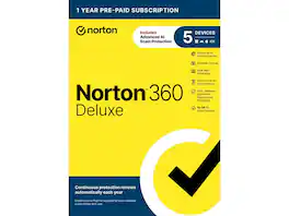 Norton - 360 Deluxe – Antivirus for 5 Devices with AI Scam Protection, VPN, Dark Web Monitoring & Cloud Backup - Windows