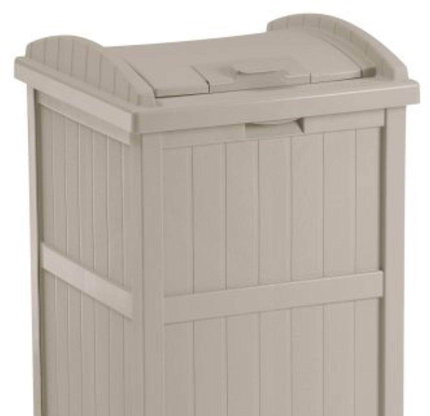 Alt View 8. Suncast - Suncast 30-33 Gallon Deck Patio Resin Garbage Trash Can Hideaway, Taupe (2 Pack) - Taupe.