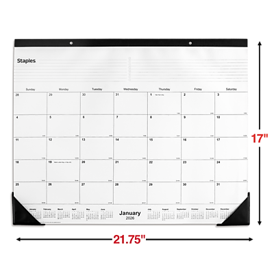 Staples

28 Sunday 29 Monday 30 Tuesday 31 Wednesday 1 Thursday 2 Friday 3 Saturday

4 5 6 7 8 9 10
11 12 13 14 15 16 17
18 19 20 21 22 23 24
25 26 27 28 29 30 31

January 2026

21.75" x 17"