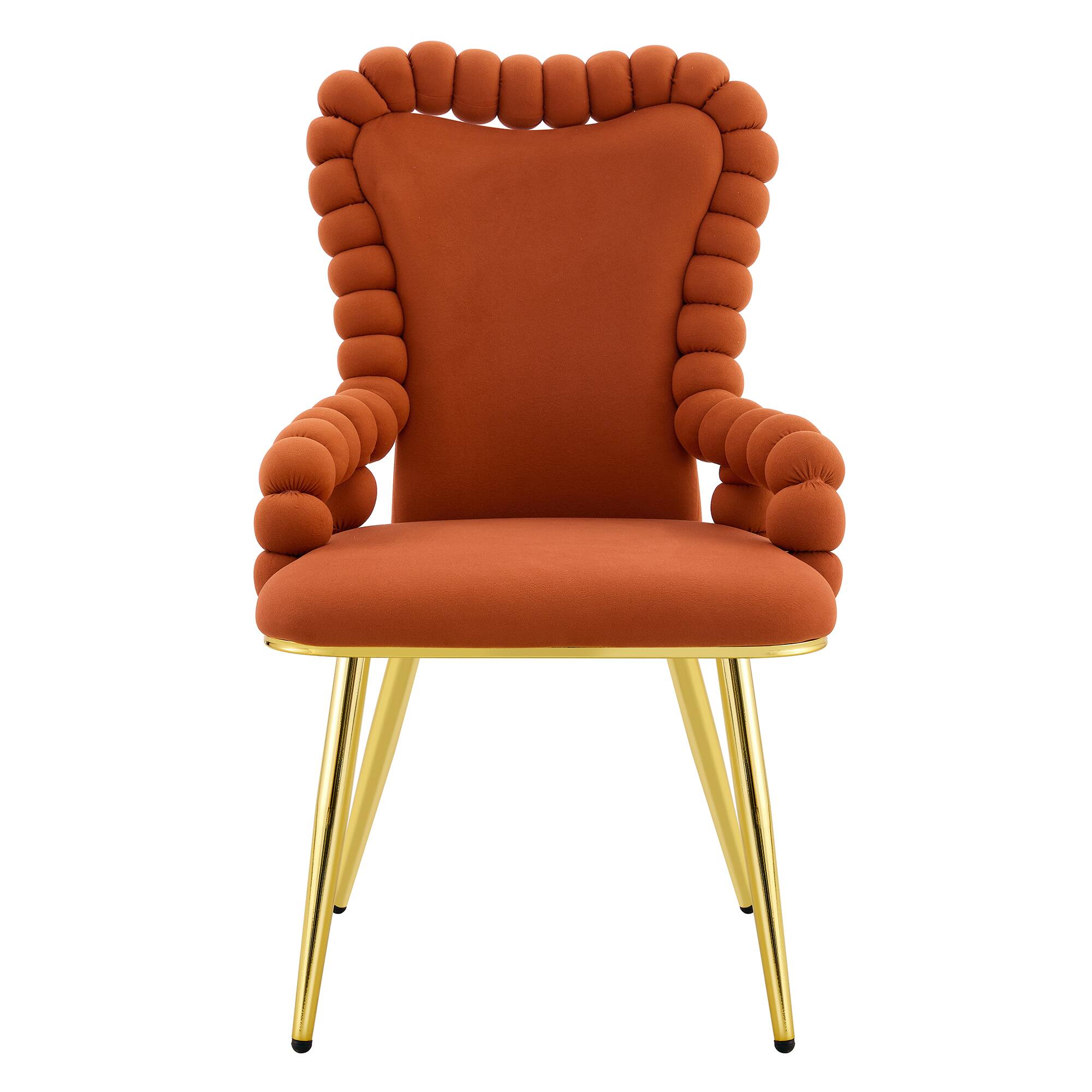 Alt View 9. Loheer - Loheer Dining Chairs Set of 2 Brown Velvet Bubble Arm Chairs for Dining Room Kitchen, Gold Legs, 1.83 ft - Brown,Gold.