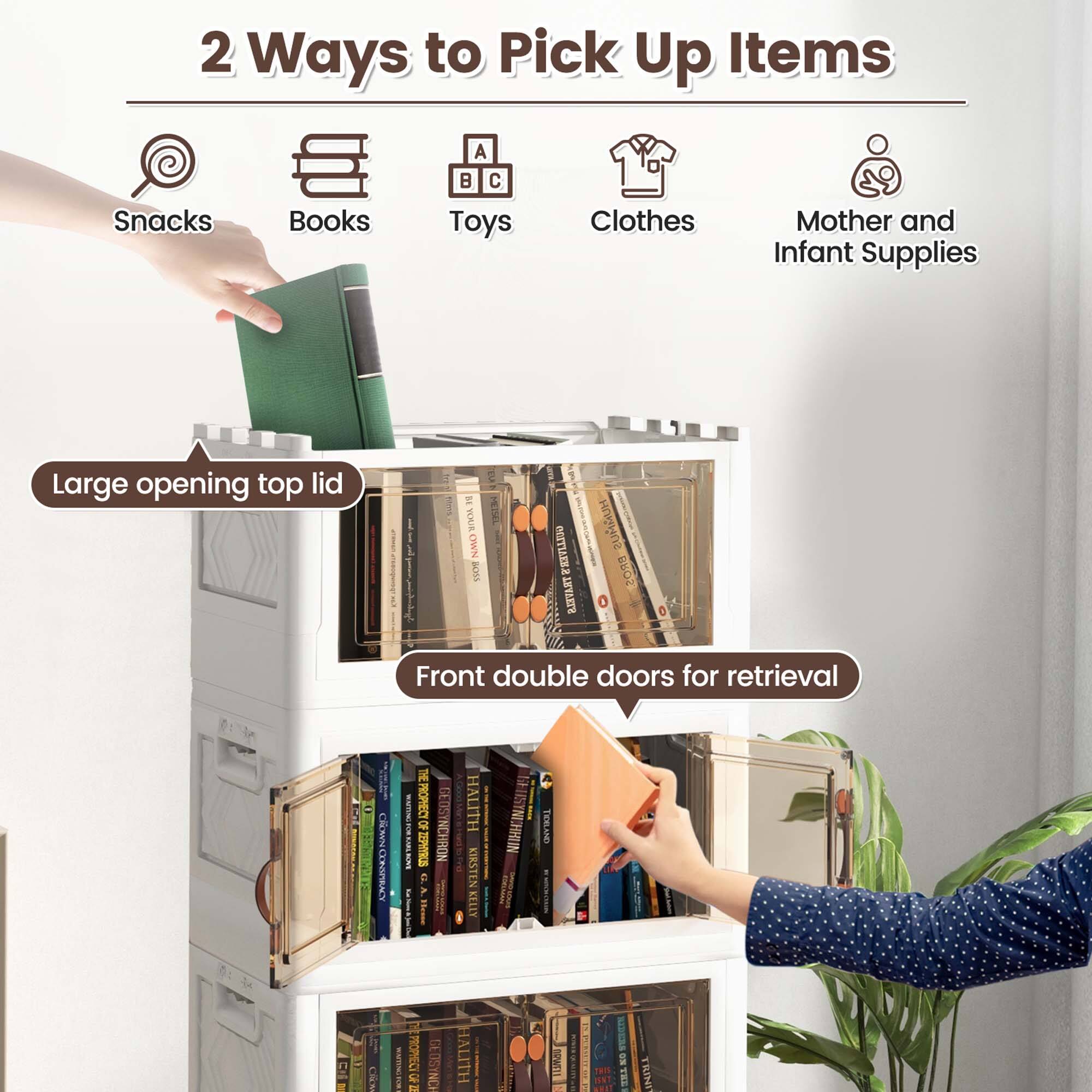2 Ways to Pick Up Items
- Snacks
- Books
- A B C Toys
- Clothes
- Mother and Infant Supplies

Large opening top lid

Front double doors for retrieval

CROWN CONSPIRACY
EVERYONE BE YOUR OWN GULLIVER'S BOXX TRAVETS BROS
THE TOUSUGA PROPHECY OF GEOSYNCHRON
HALITH GEUSYNEHRUN TIDELAND LVS ZEPHYRUS KIRSTI KELLY

D#
CROW
WASTING F FOX
PROPHECY OF ZI
GEOSYNCH
HALITH

ARWELL
3
SERATH CLIC
TRINI