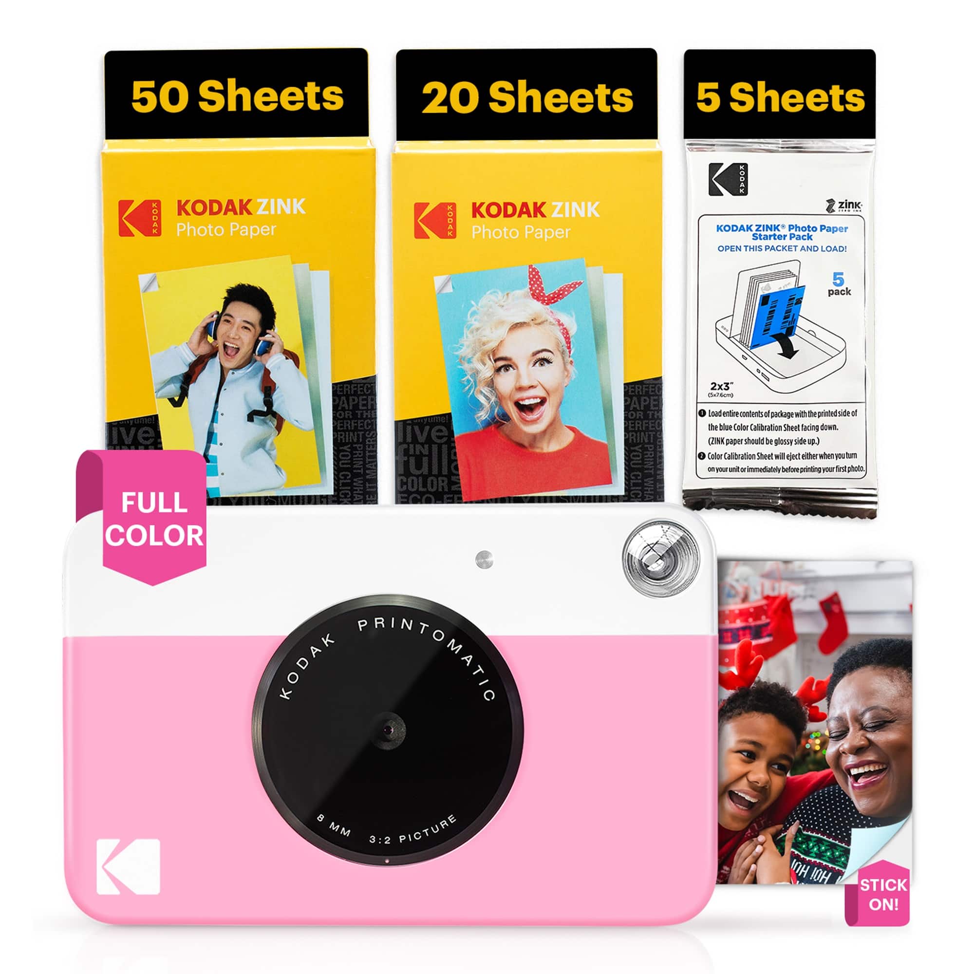 Kodak - Printomatic 5MP Instant Print Camera & Zink Photo Paper (75 Sheets) Bundle - Pink price history on PriceWatchPro