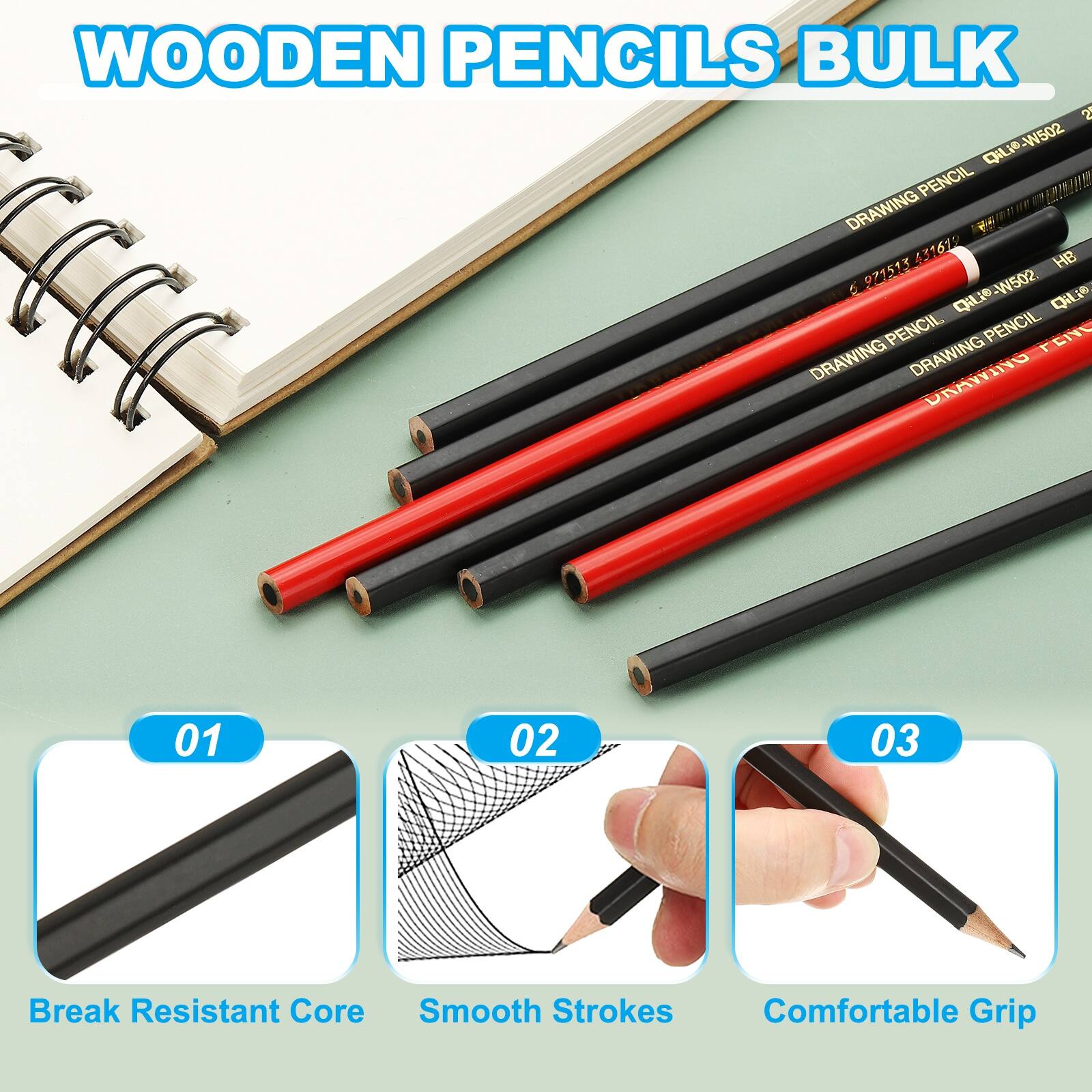 WOODEN PENCILS BULK

DRAWING PENCIL
g:LeW502 W502 OiLiO PENCIL
HB 5

Break Resistant Core
Smooth Strokes
Comfortable Grip