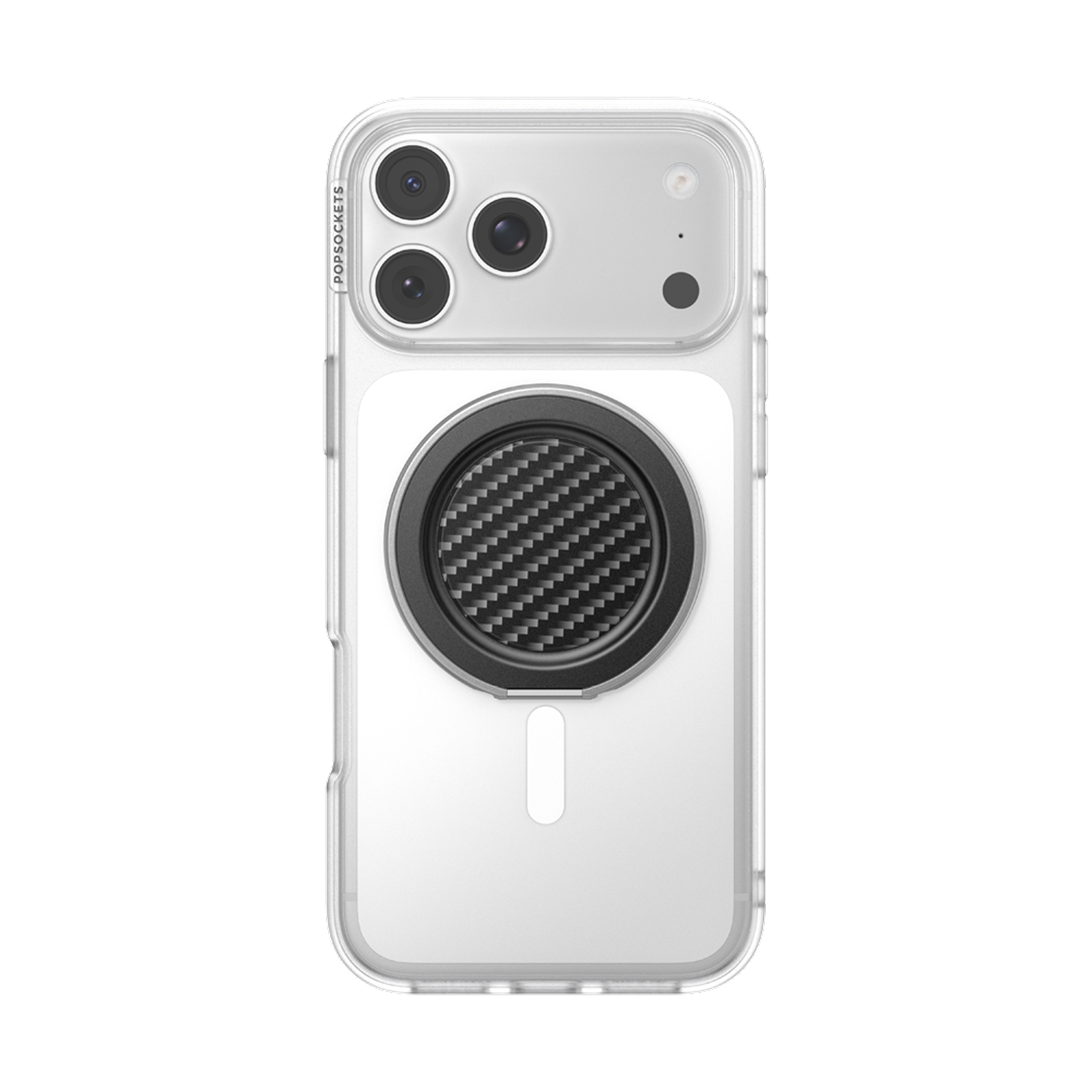 Alt View 6. PopSockets - PopSockets Low-Pro Grip for MagSafe, Ultra-Thin Magnetic Phone Grip with Kick-Out Stand - Carbon Lattice Black.