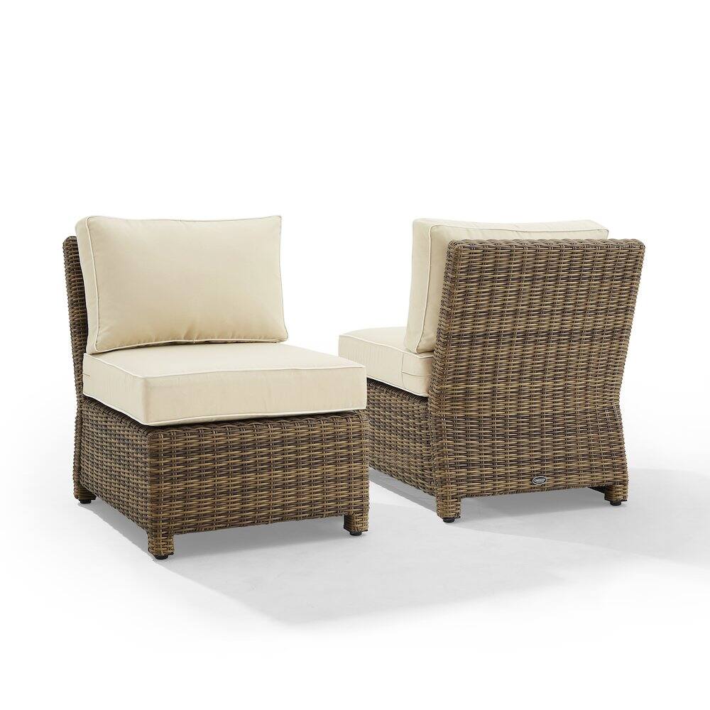 Alt View 2. Crosley Furniture - Bradenton 2Pc Armless Wicker Outdoor Chair Set - 2 Armless Chairs - Sand.