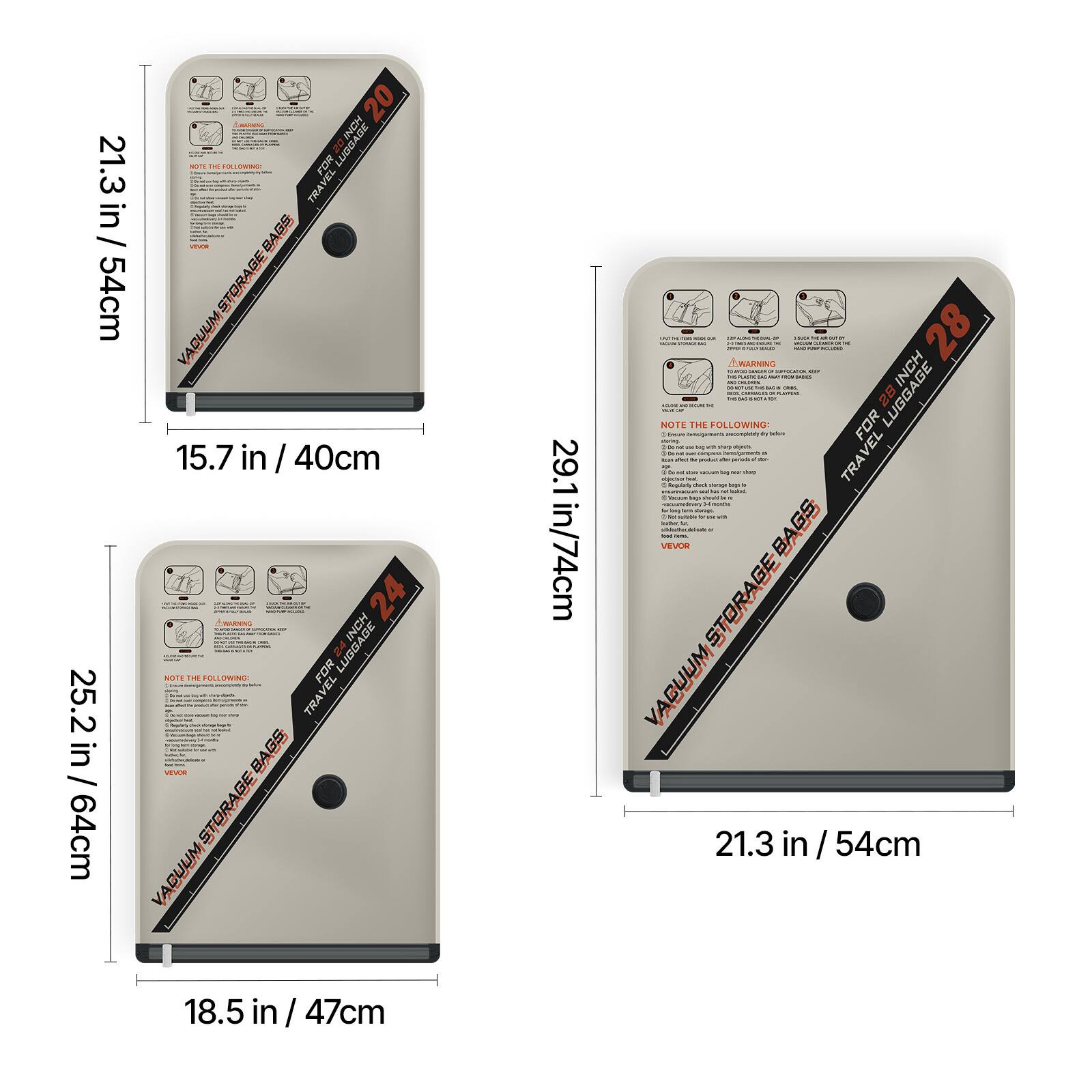 20 HOWI 21.3 in / 54cm - FOR LUGGAGE 21.3 in / 54cm STORA VACUUM 15.7 in / 40cm

21.3 in / 54cm

24 INCH FOR LUGGAGE - 25.2 in / 64cm STORA VACUUM 29.1 in / 74cm

28 INCH FOR LUGGAGE - 28 in / 74cm STORA VACUUM 21.3 in / 54cm 18.5 in / 47cm