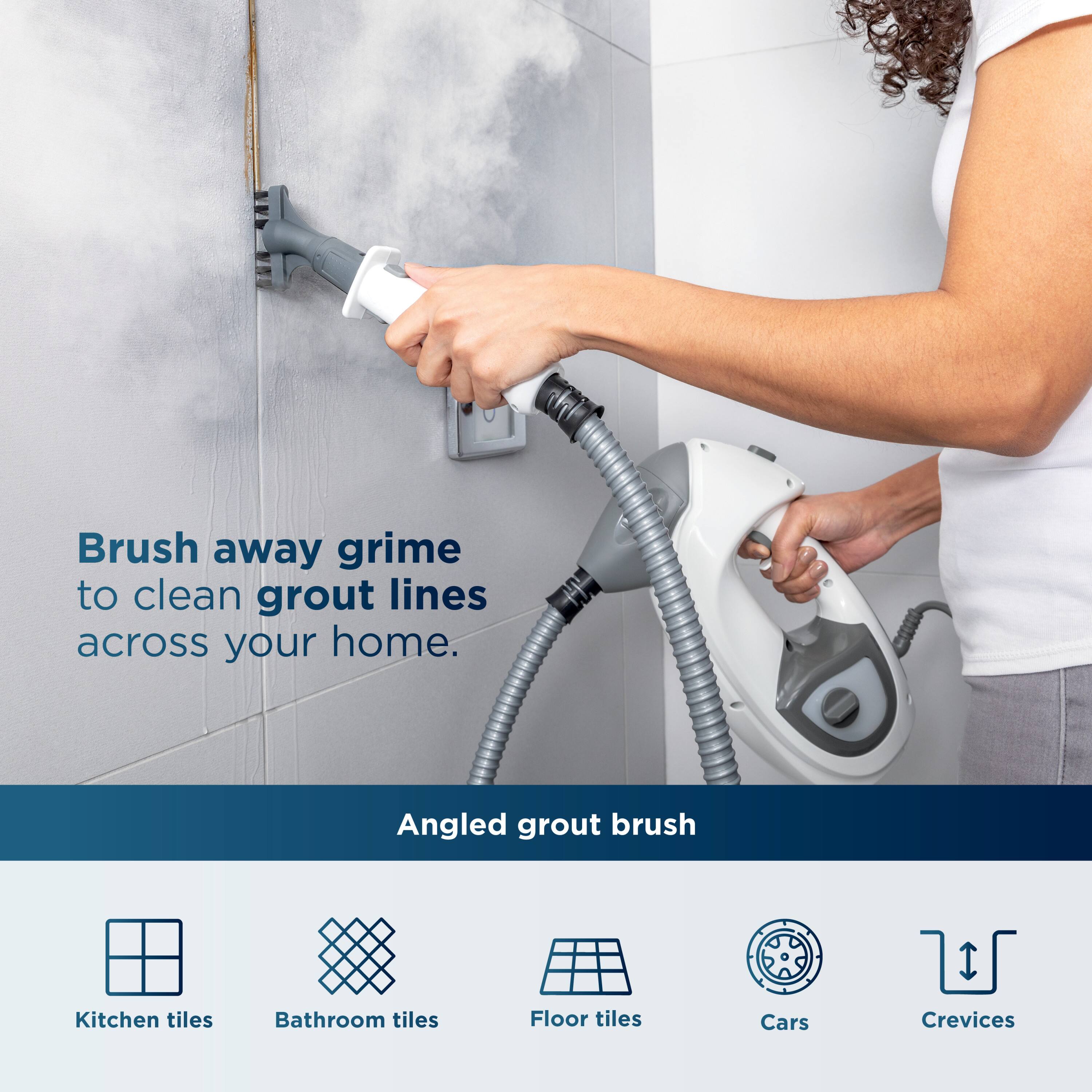 Brush away grime to clean grout lines across your home.

Angled grout brush

- Kitchen tiles
- Bathroom tiles
- Floor tiles
- Cars
- Crevices