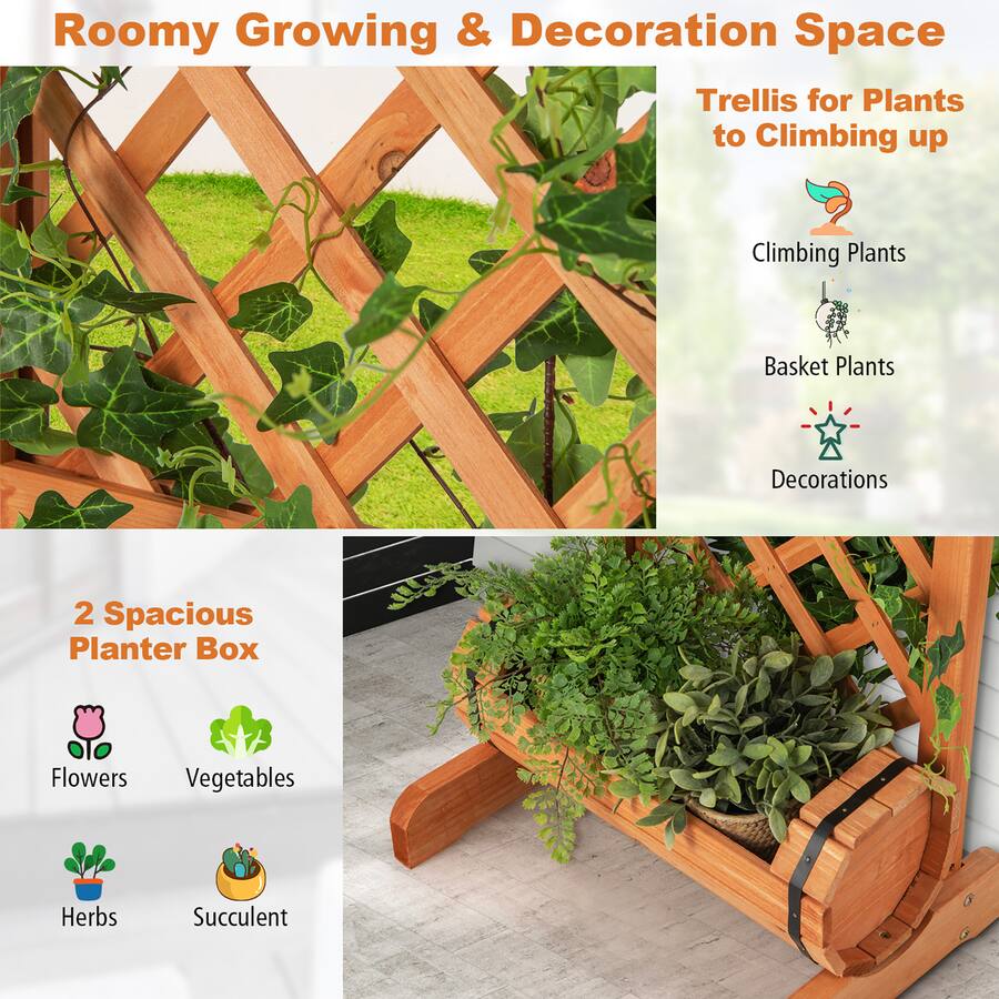 Costway 2 Tier Planter Box Raised Garden Bed Vertical Wooden Container ...