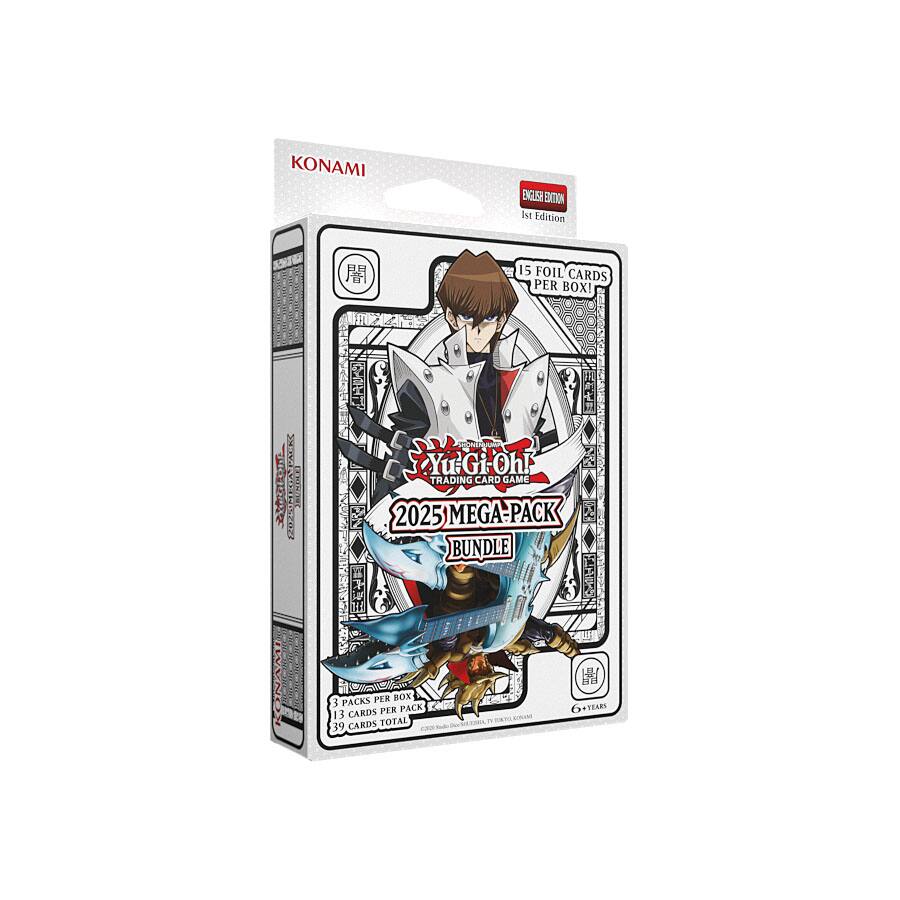 KONAMI  
Yu-Gi-Oh! Trading Card Game  
2025 Mega-Pack Bundle  
1st Edition  
15 Foil Cards Per Box!  
2 Packs Per Box  
13 Cards Per Pack  
39 Cards Total