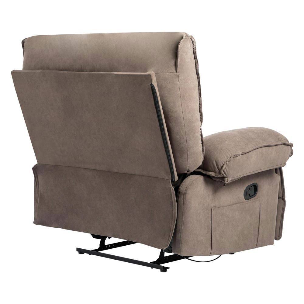 Alt View 5. Kadyn - Oversized Push-Back Recliner, 27.5" Wide Seat, Massage Pillow, Super Soft Fleece, 2-Box Shipping, Brown - Brown.