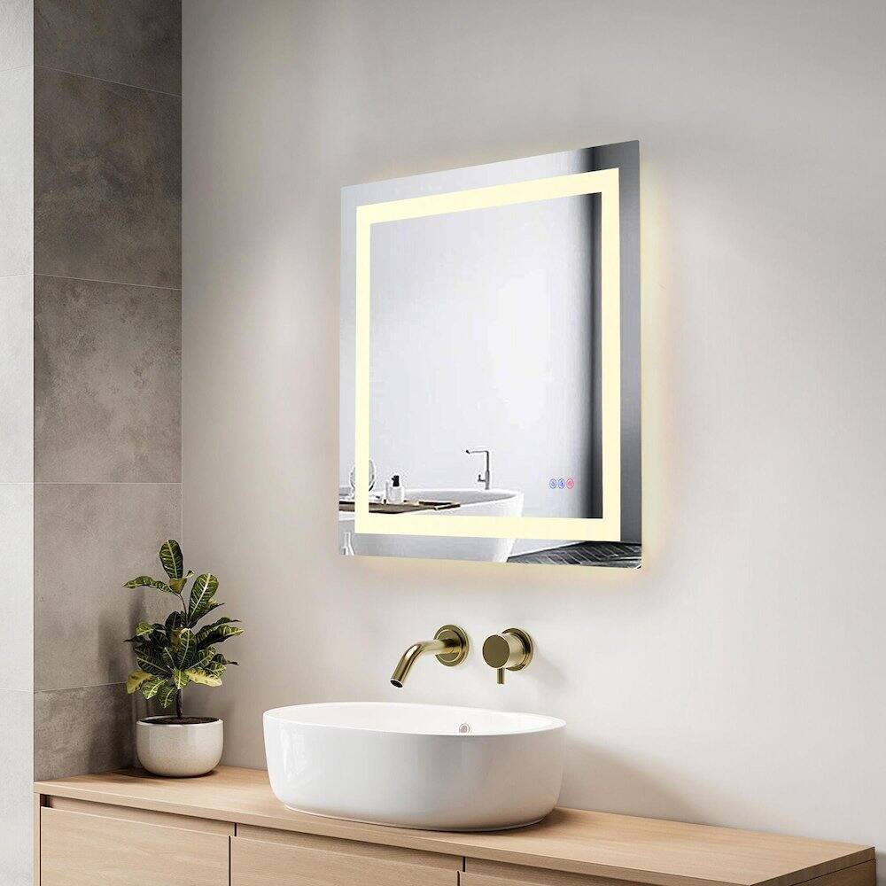 Alt View 10. Elegant Kitchen and Bath - Riven 30X30 Led Mirror, Adjustable Color 3000K/4200K/6400K - White.