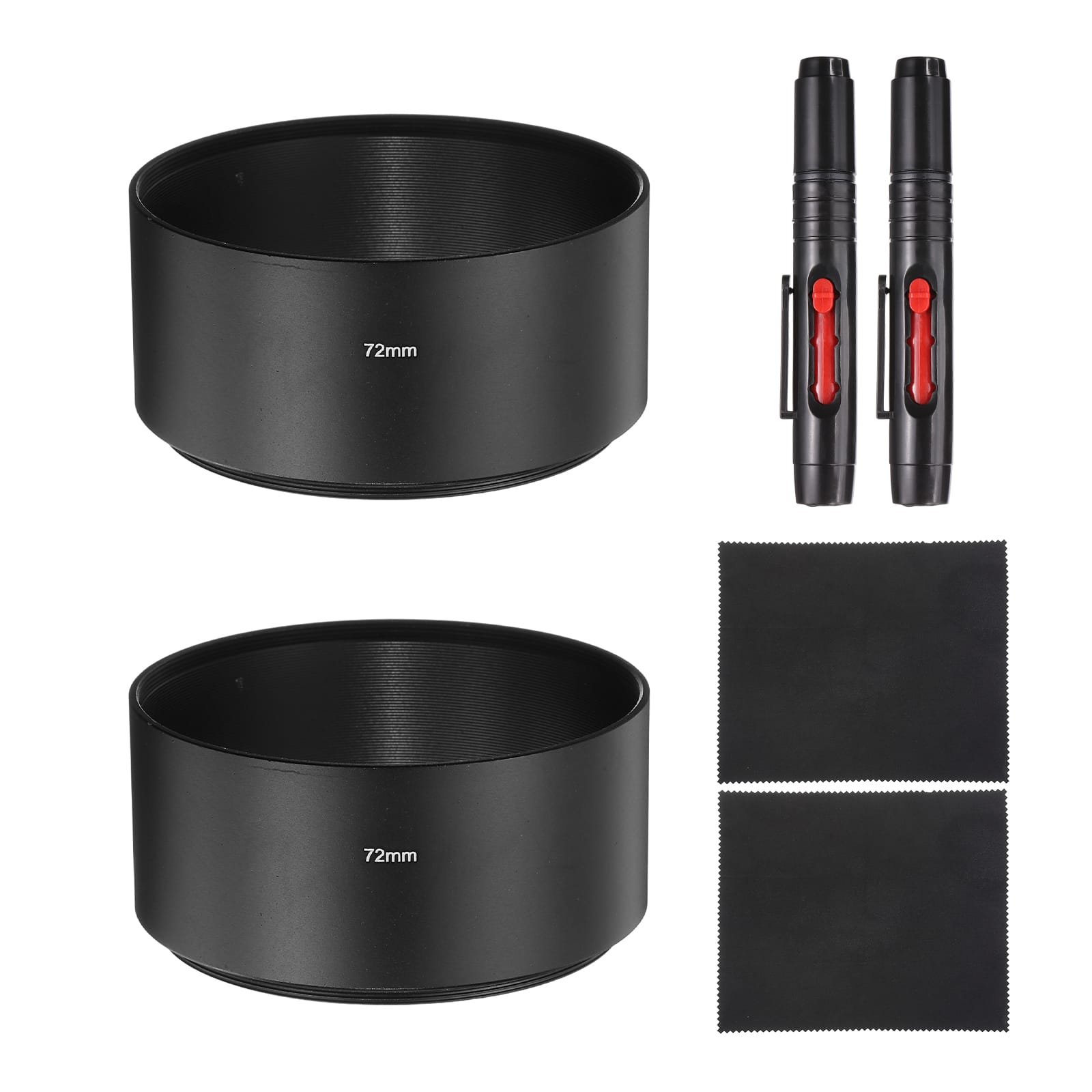 Unique Bargains - 2pcs 72mm Long-focus Screw-in Metal Lens Hood Shade with Cleaning Cloth/Pen - Black price history on PriceWatchPro