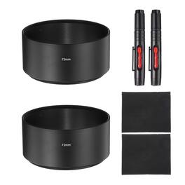 Unique Bargains - 2pcs Lens Hood Shade, 72mm Long-focus Metal Camera Cap Shade with Cleaning Cloth & Pen - Black