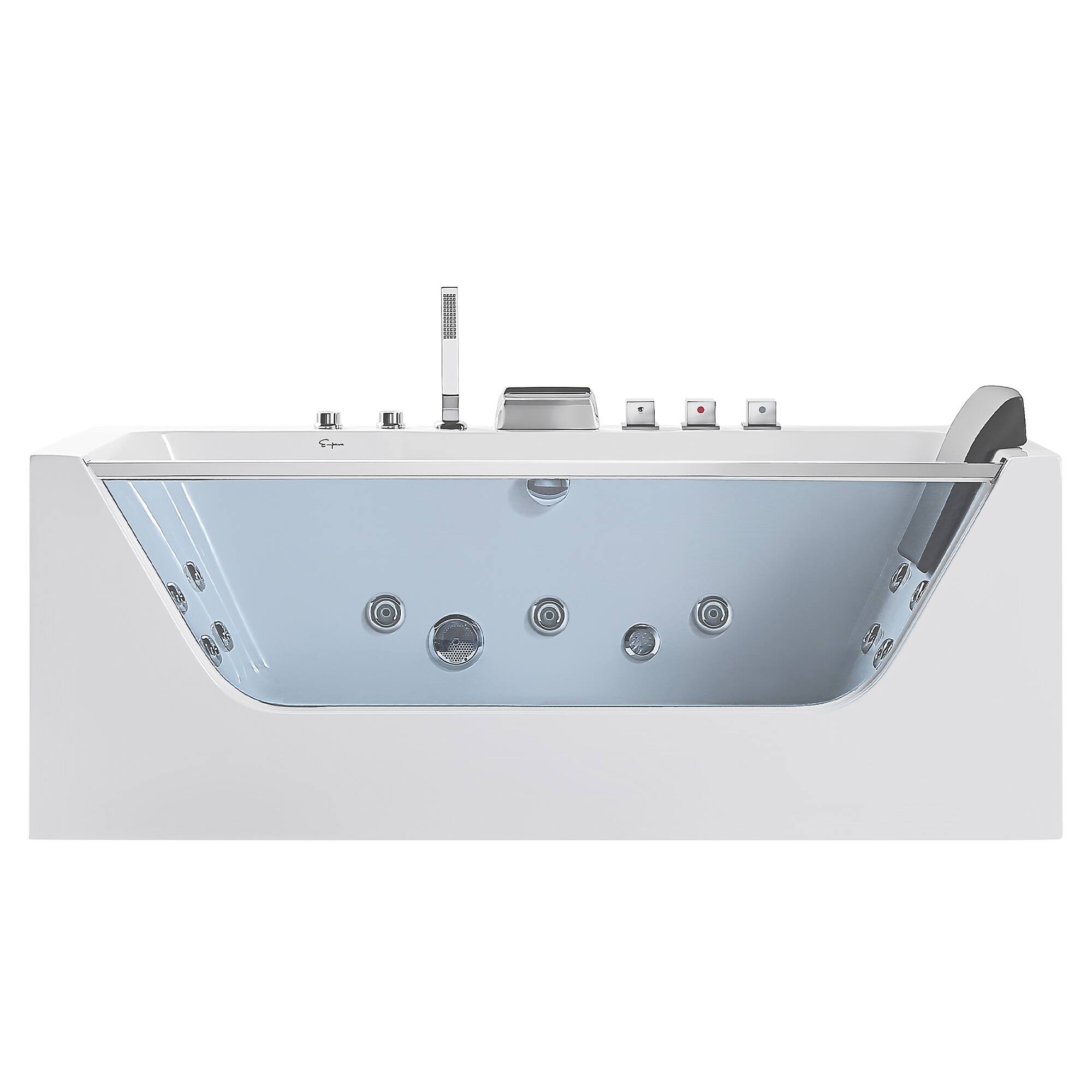 Empava - 59 in. x 30 in. Alcove Whirlpool Bathtub Rectangular hydrotherapy Jetted Soaking Bath Tub with Center Drain - White