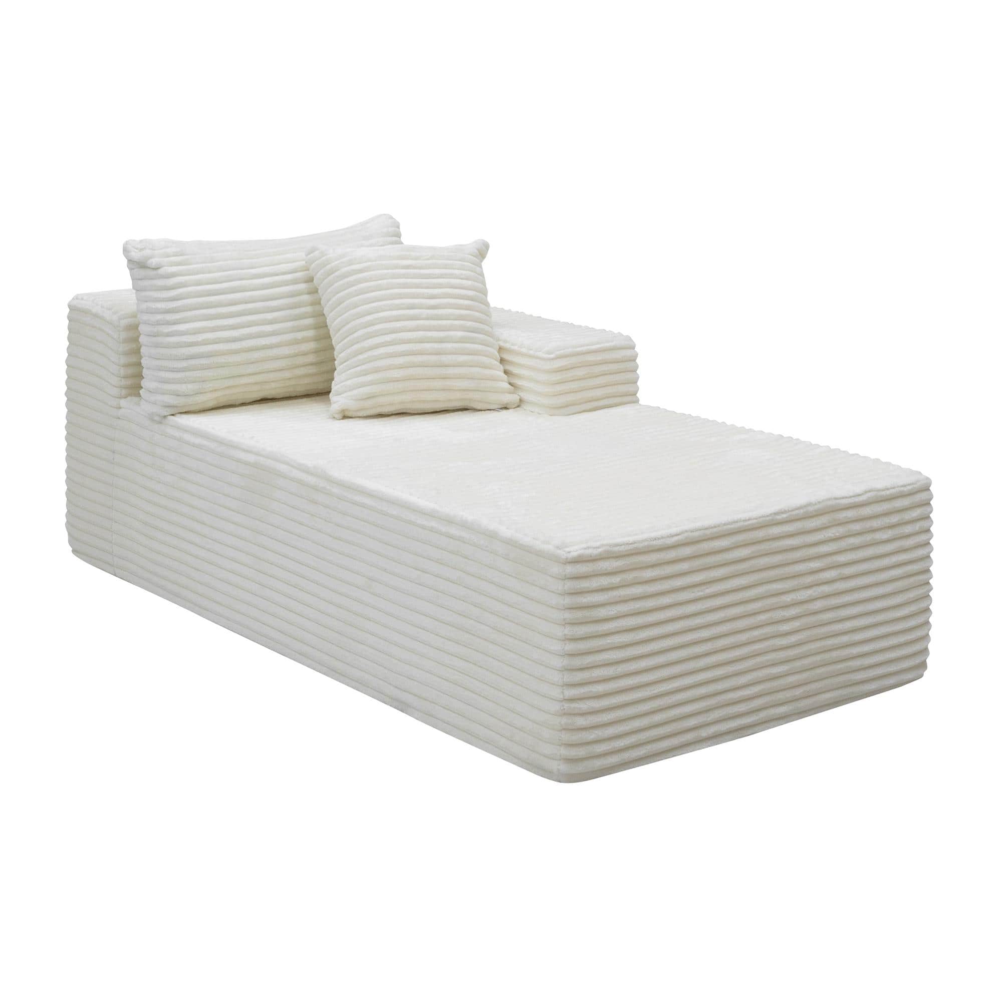 Roomtec - Cloud Boneless Convertible Sleeper Chaise Sofa for Living Room Modular Sectional Sofa - White