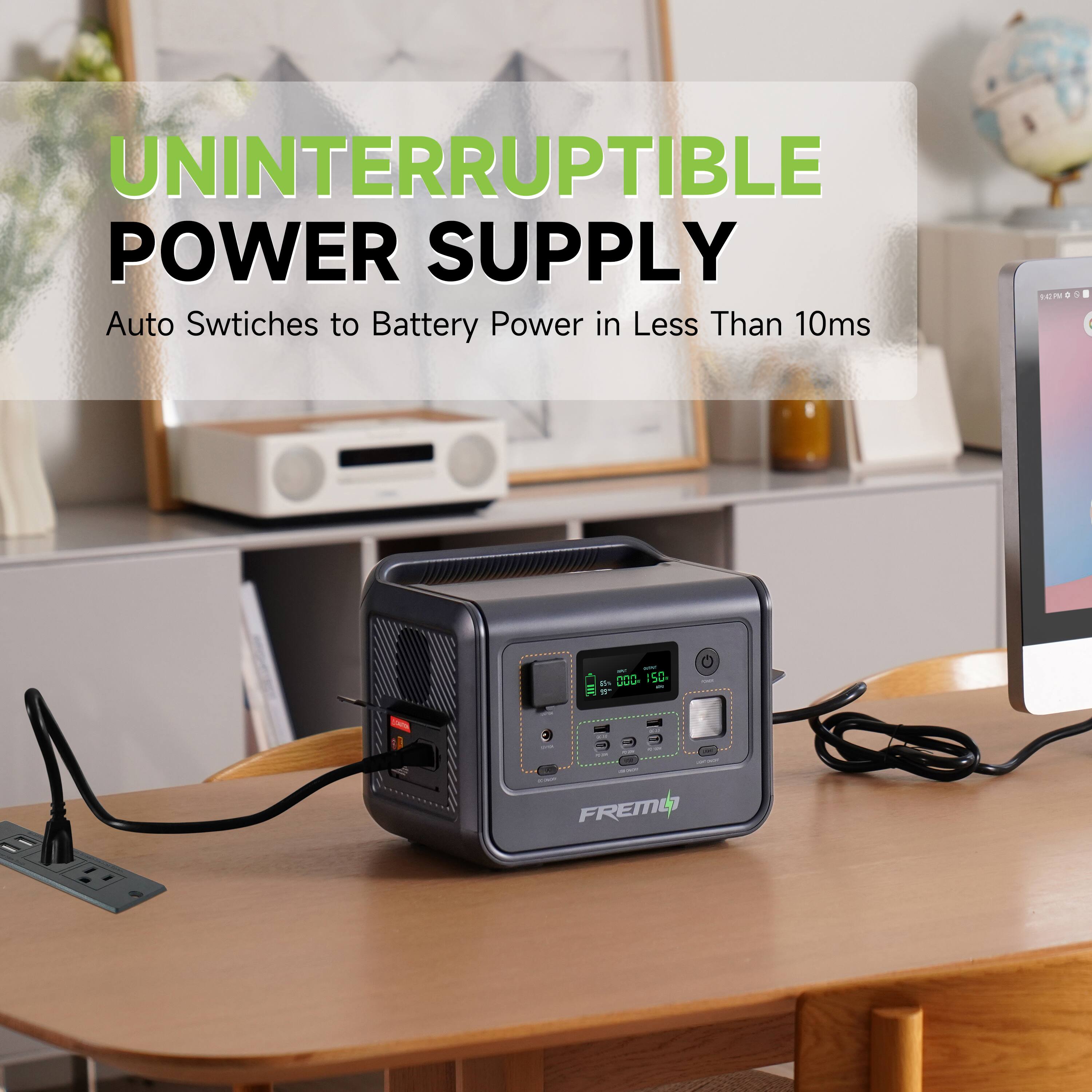 UNINTERRUPTIBLE POWER SUPPLY  
Auto Switches to Battery Power in Less Than 10ms