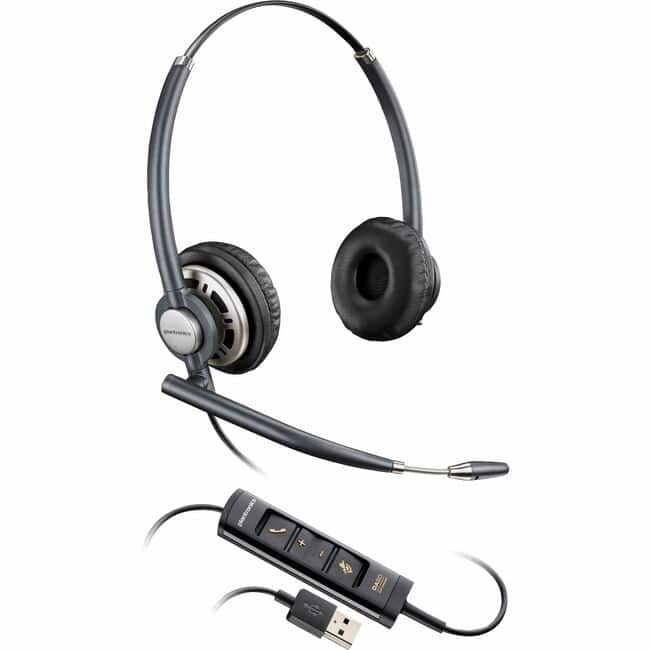 HP - Poly EncorePro 725 USB-A Stereo Headset TAA - Stereo - USB Type A - Wired - 150 Hz to 6.80 kHz - On-ear, Over-the-head - Black
